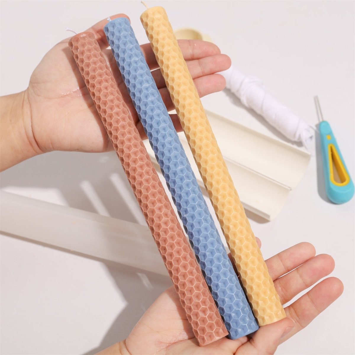 Honeycomb Glow Taper Candle Silicone MoldTaper Candle MoldLZ0844+A0358