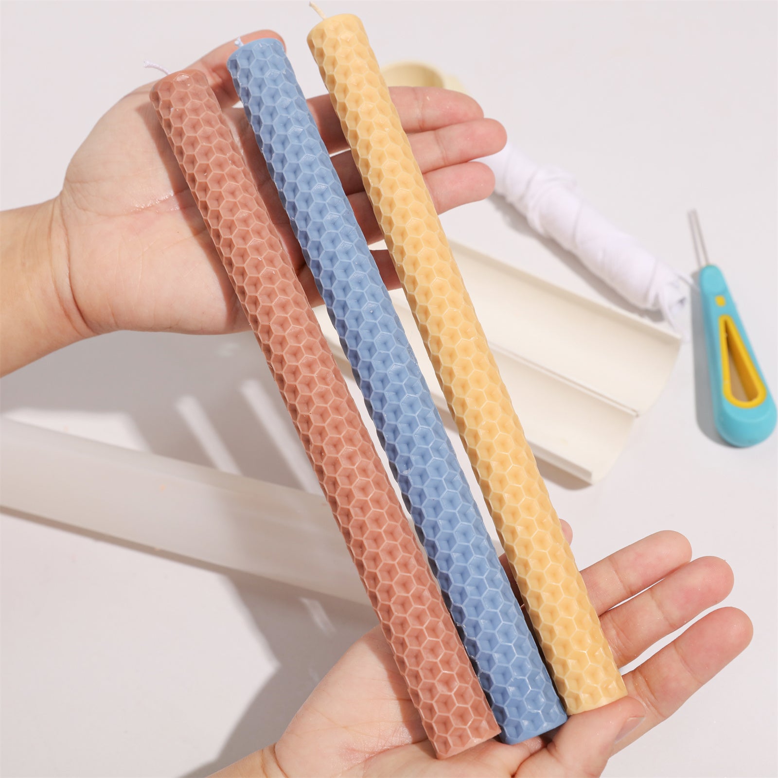 Honeycomb Glow Taper Candle Silicone Mold