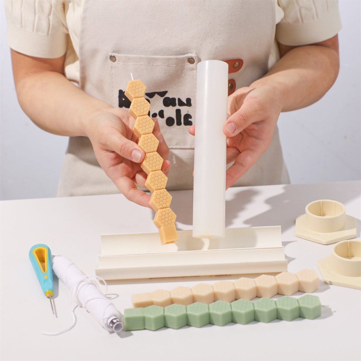 Beeswax Honeycomb Stick Candle Made with Silicone Mold-Boowan Nicole
