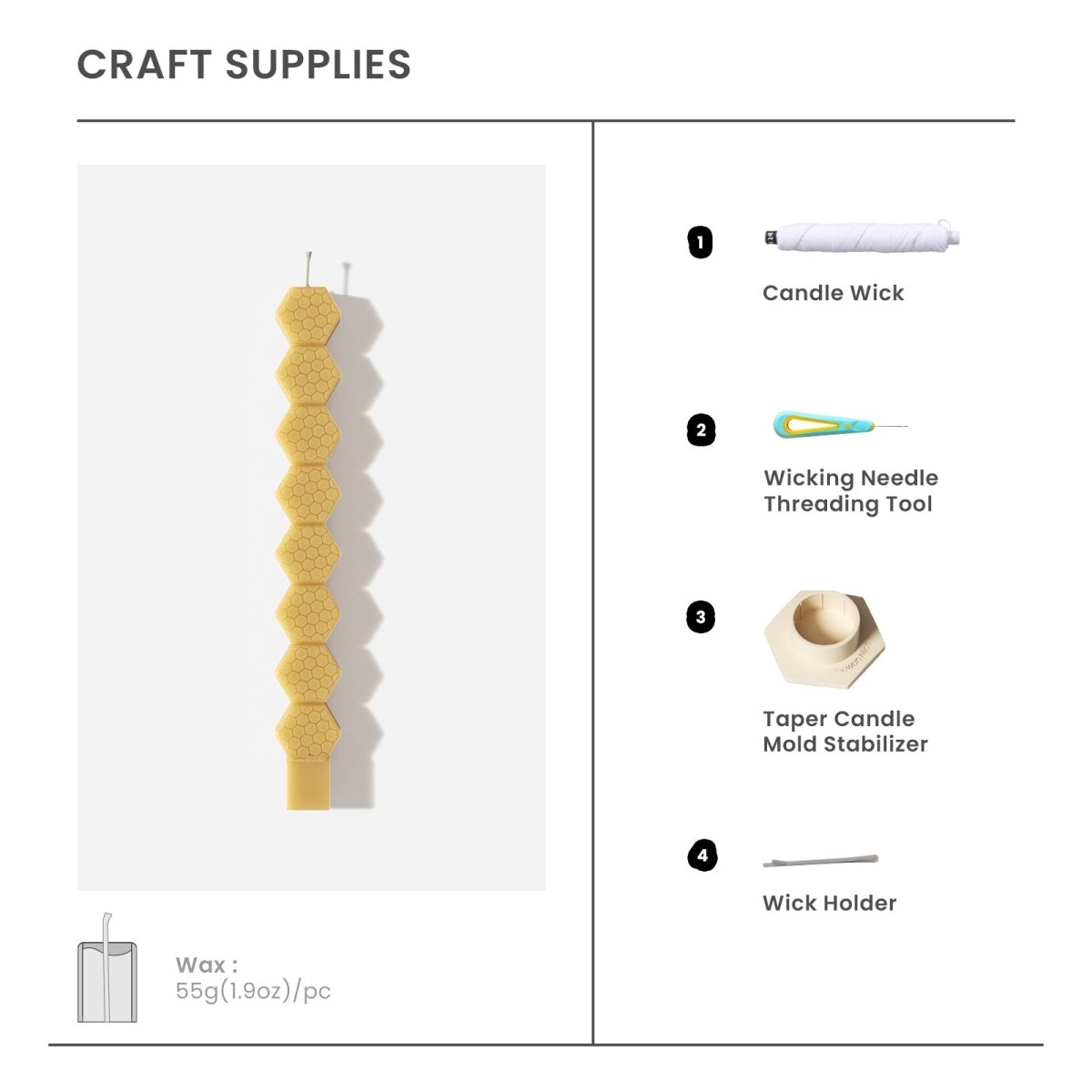 Product List:candle wick,wicking needle threading tool,candle stabilizer with wick holder.