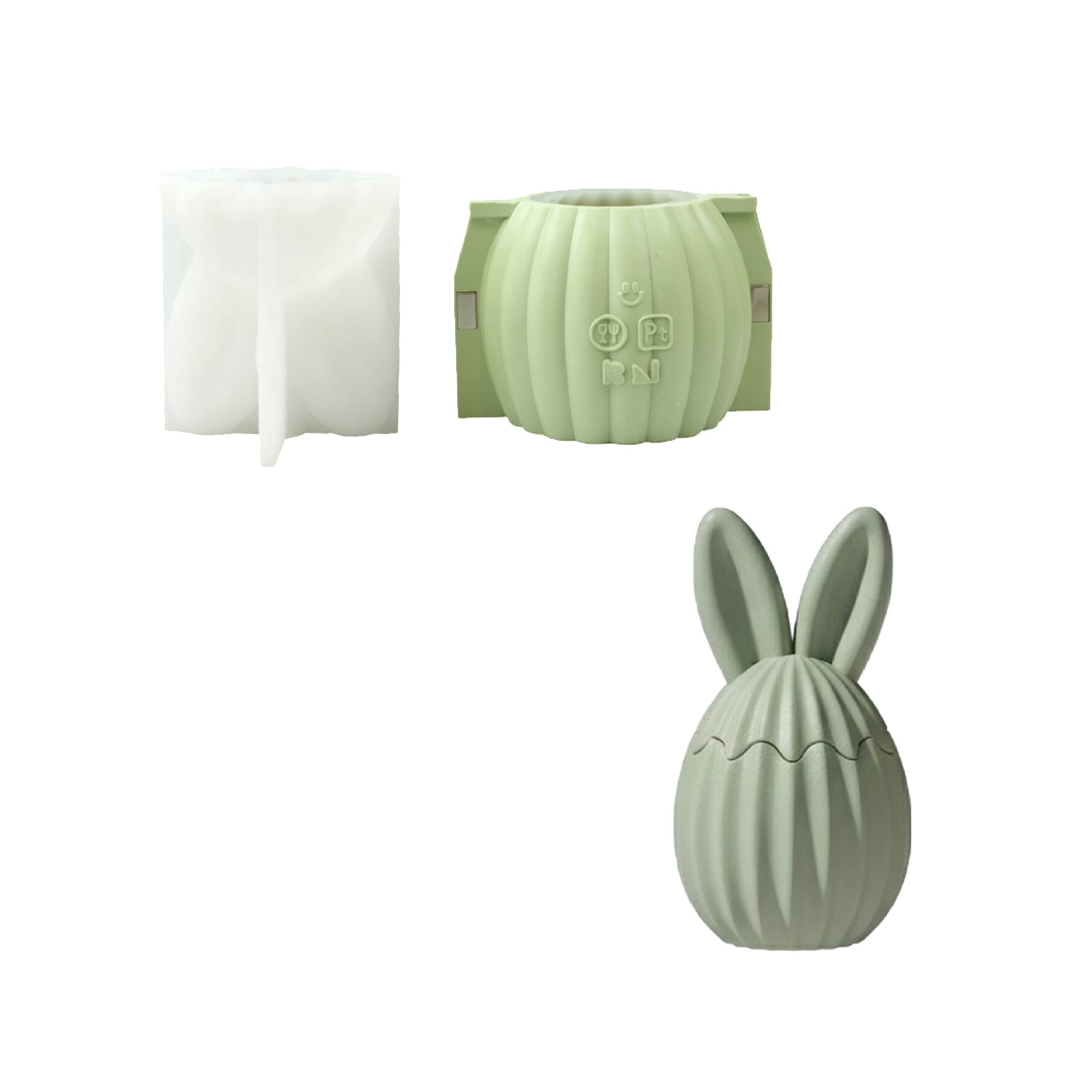 Hop Into Ribbed Easter Eggs Candle Jar Silicone Mold Collection