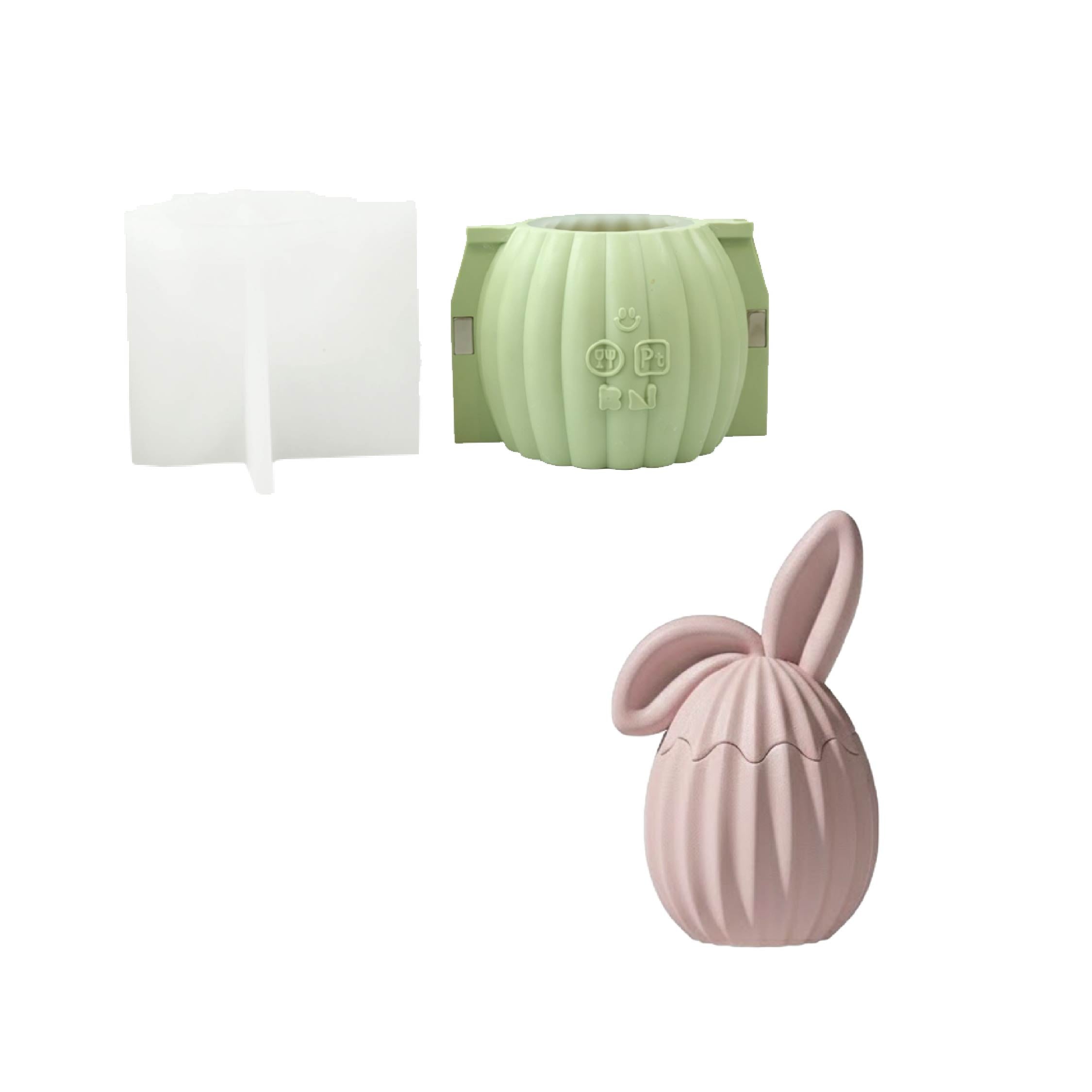 Hop Into Ribbed Easter Eggs Candle Jar Silicone Mold Collection