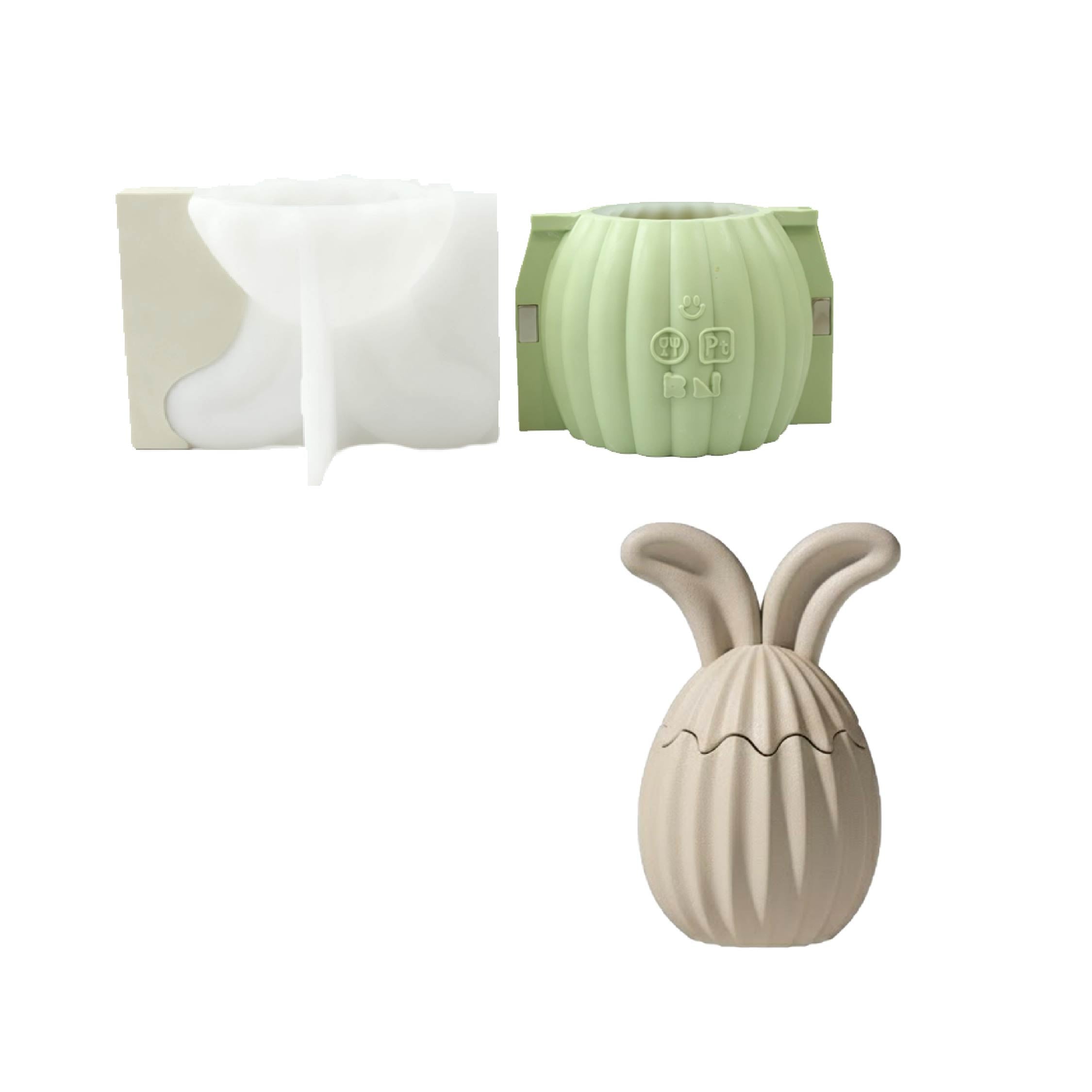 Hop Into Ribbed Easter Eggs Candle Jar Silicone Mold Collection