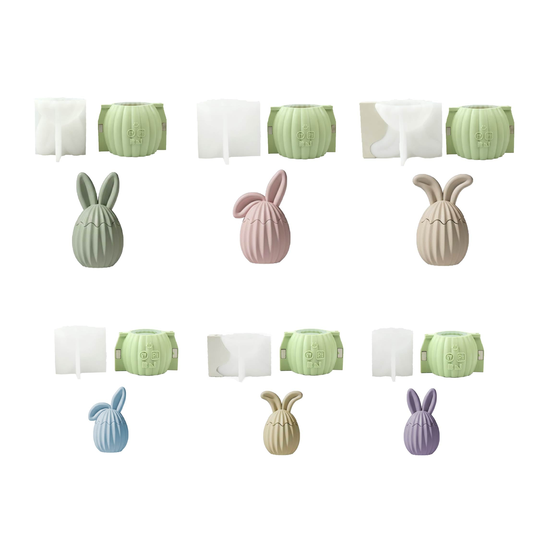Hop Into Ribbed Easter Eggs Candle Jar Silicone Mold Collection