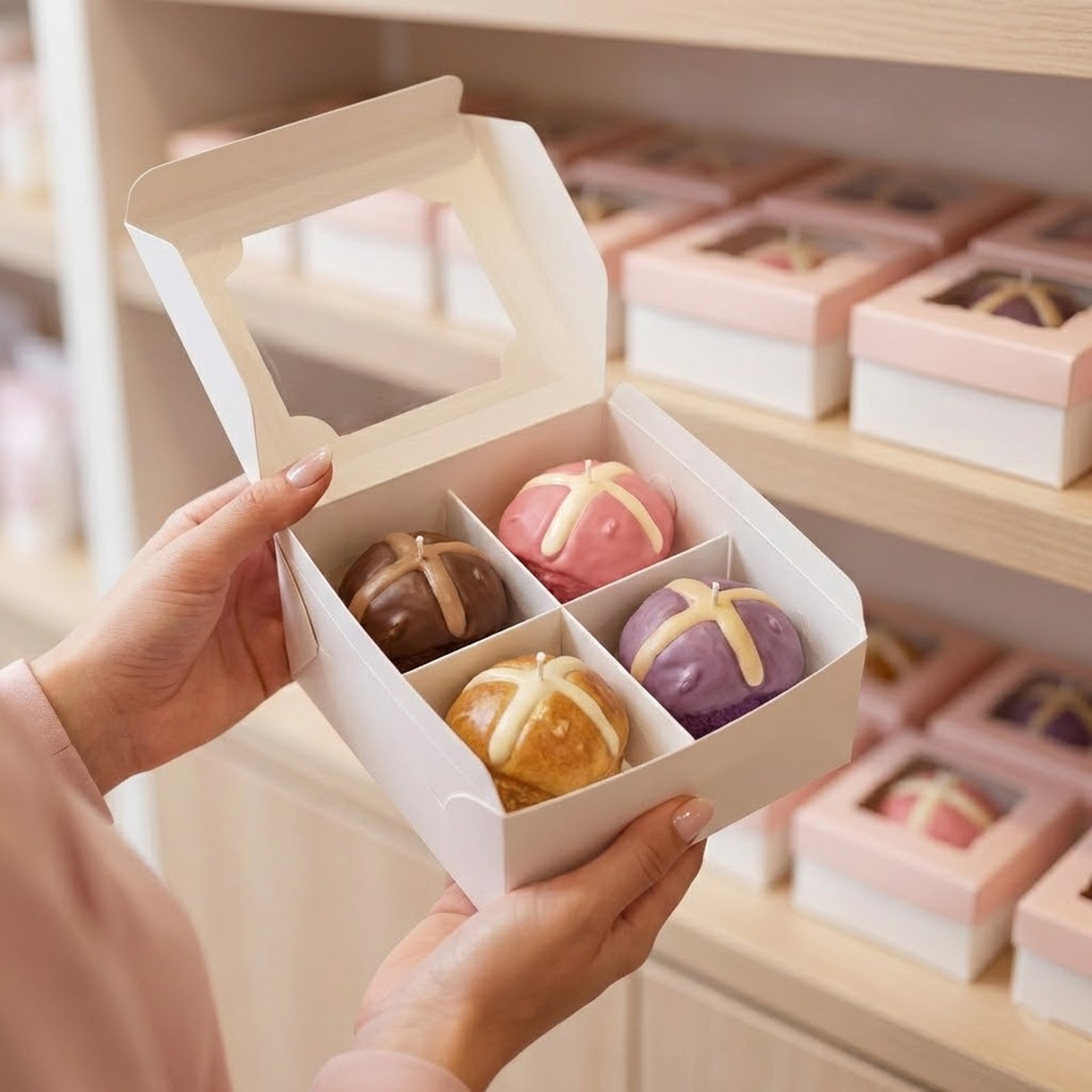 Assorted Color Hot Cross Bun Scented Candles in Gift Box - Boowan Nicole