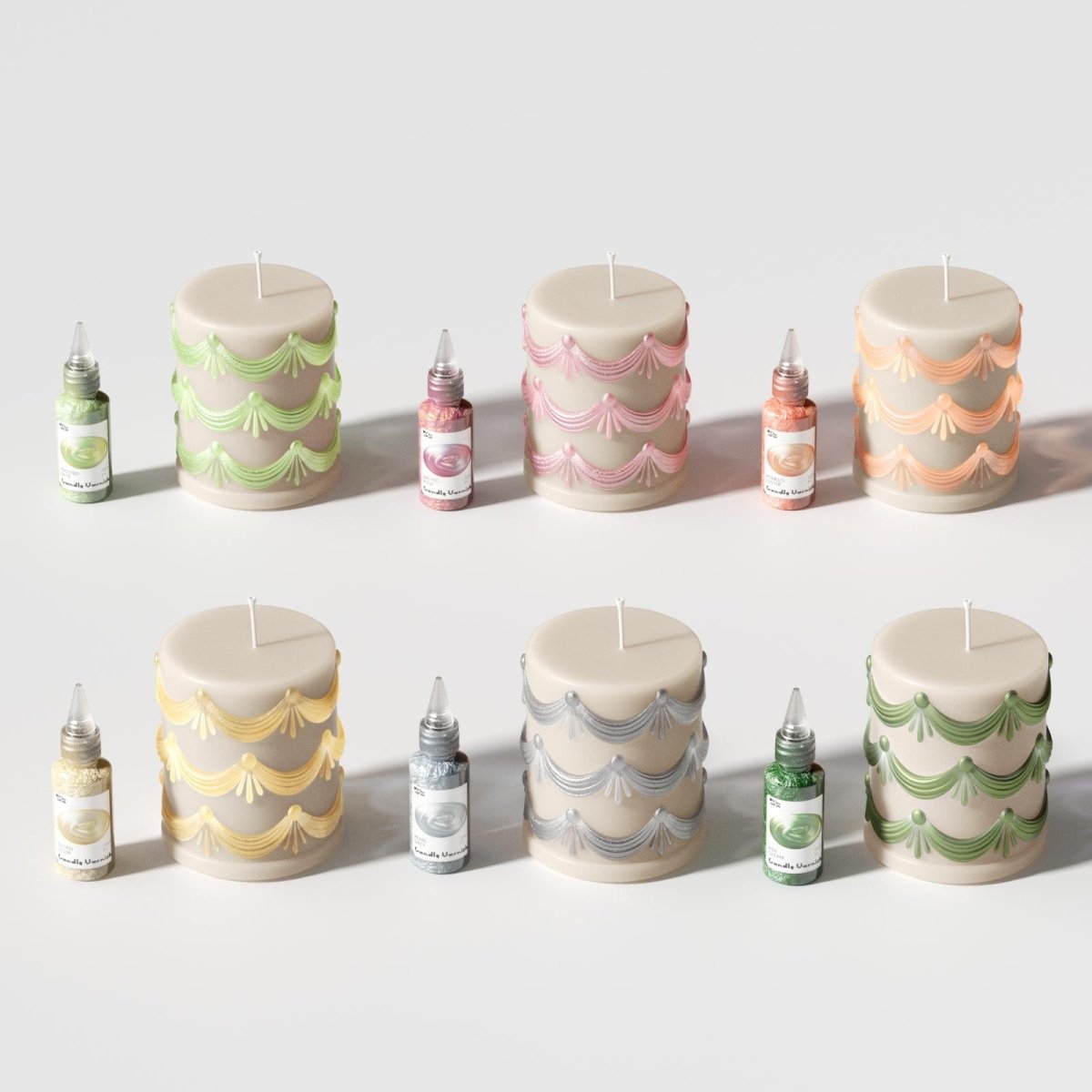 Icing Swag Pillar Candle Silicone Mold Collection3D Candle MoldLZ0787
