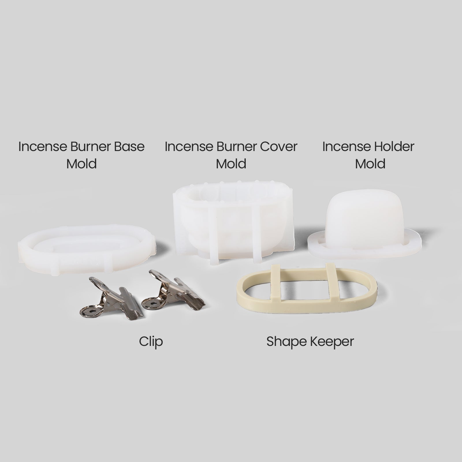 Silicone mold set for making incense burners.