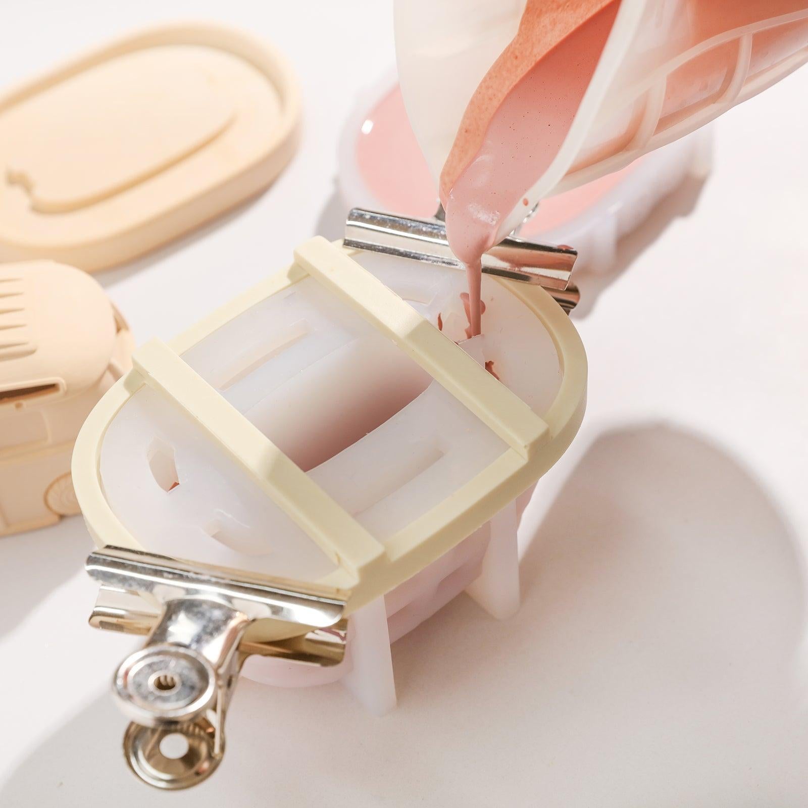 Showing details of a vintage camper van incense burner made from a silicone mold.