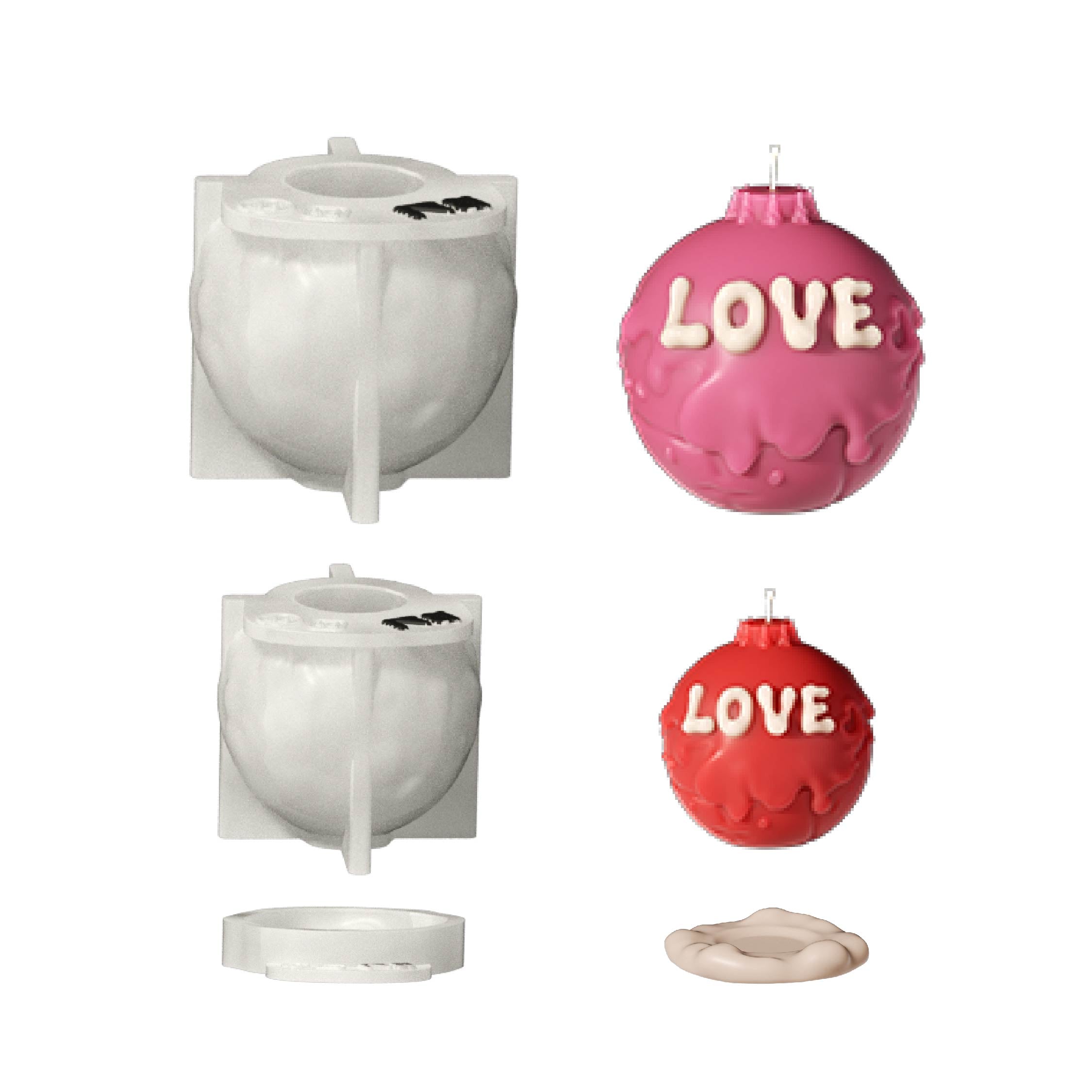 Silicone mold & pink 'LOVE' ornament candle - Boowan Nicole