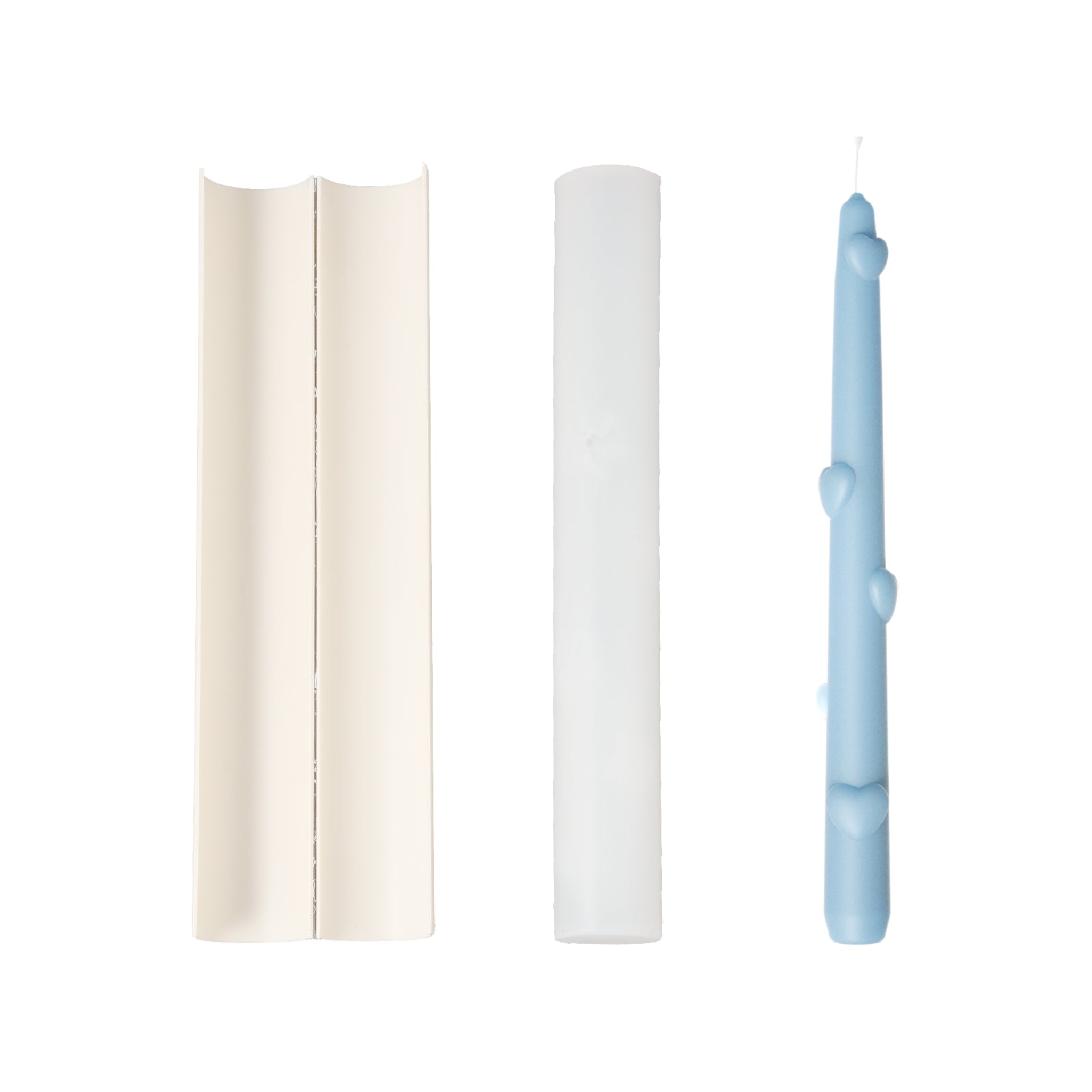 Силиконовая форма для свечей в виде сужающейся свечи с сердцем любви