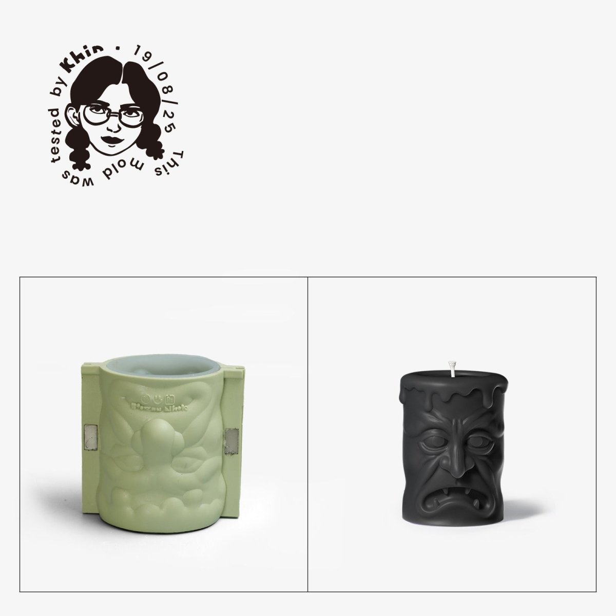 Gently Used Halloween Ghost Face Pillar Candle Mold CollectionGently Used MoldLZ0725-Used