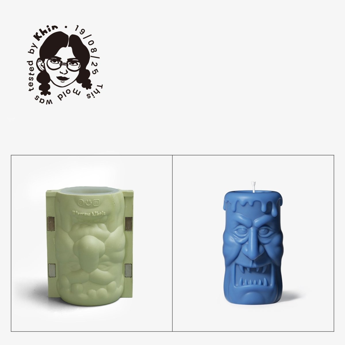 Gently Used Halloween Ghost Face Pillar Candle Mold CollectionGently Used MoldLZ0726-Used