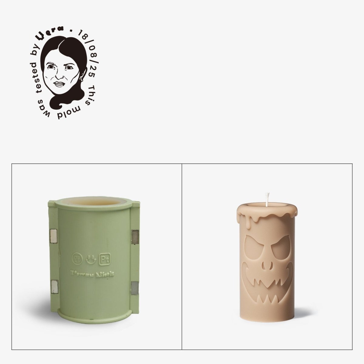 Gently Used Halloween Ghost Face Pillar Candle Mold CollectionGently Used MoldLZ0733-Used