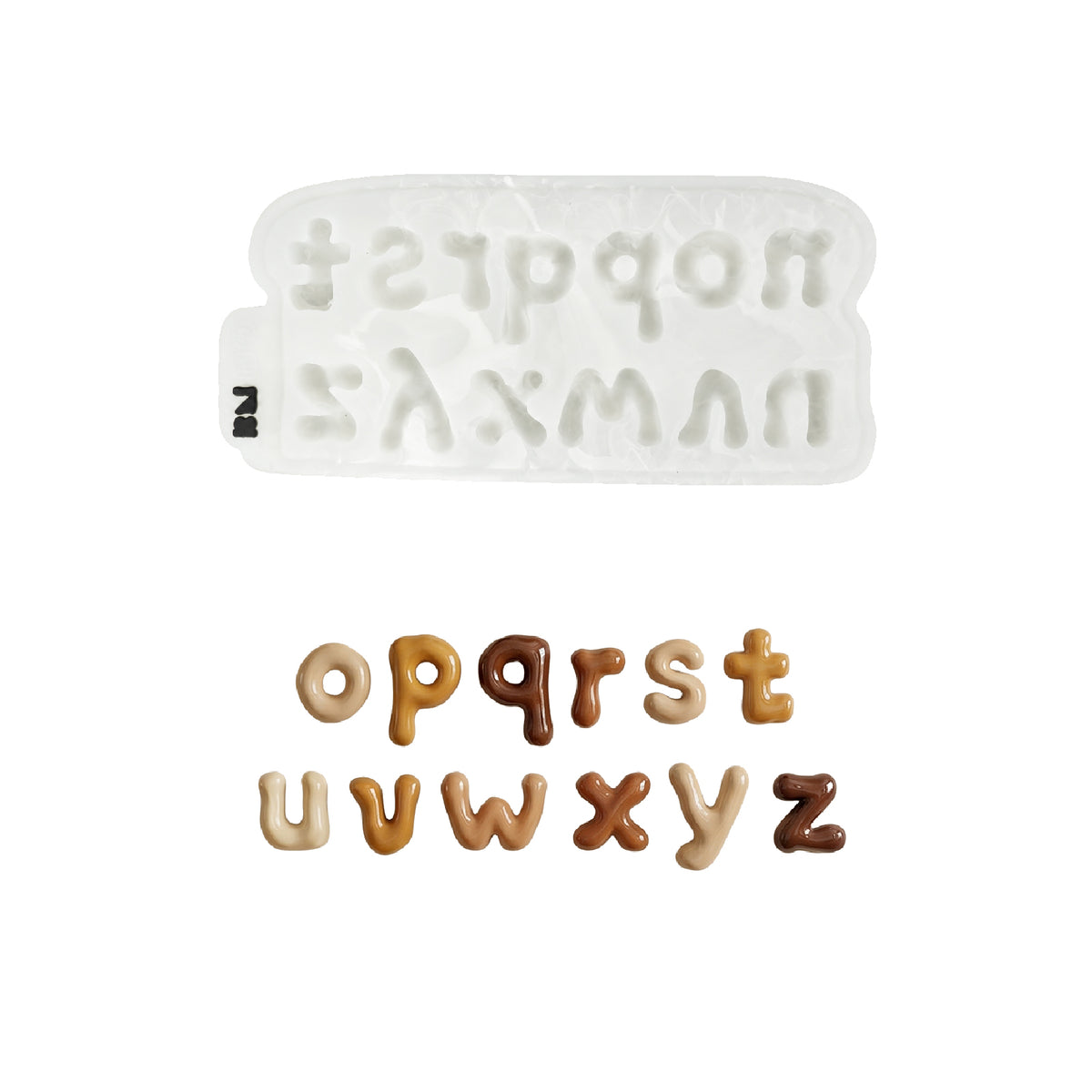 Silicone mold and finished lowercase letters o to z