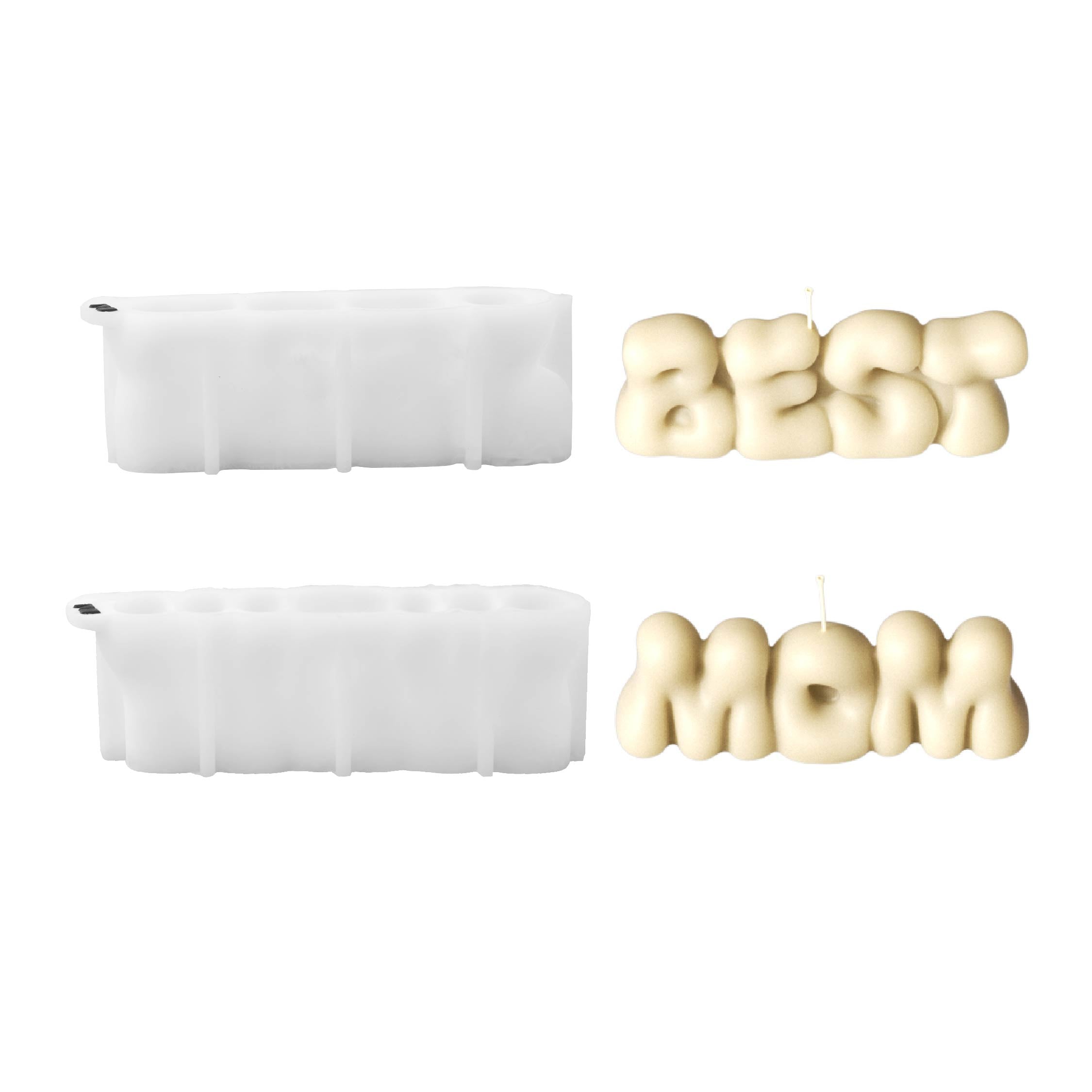 Bubbly BEST MOM EVER Word Candle Silicone Mold