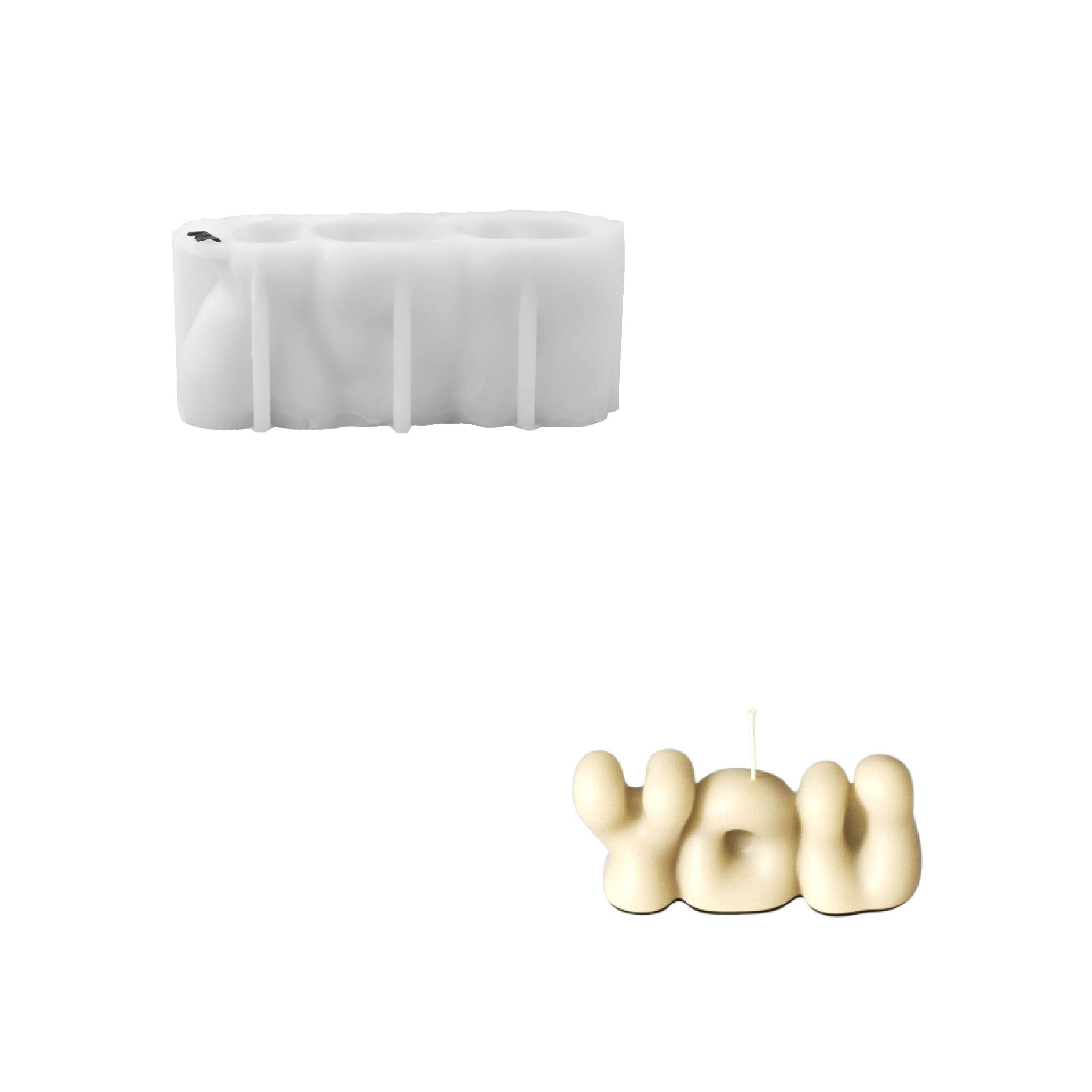 Bubbly LOVE YOU DAD Word Candle Silicone Mold