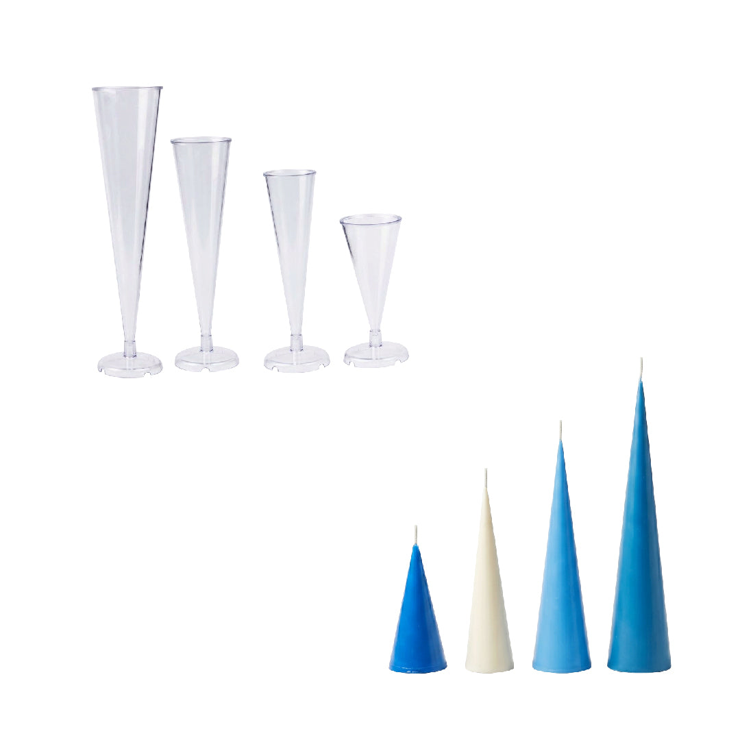 Coleção de Moldes Acrílicos para Velas em Forma de Cone Mínimo Multi-Tamanho