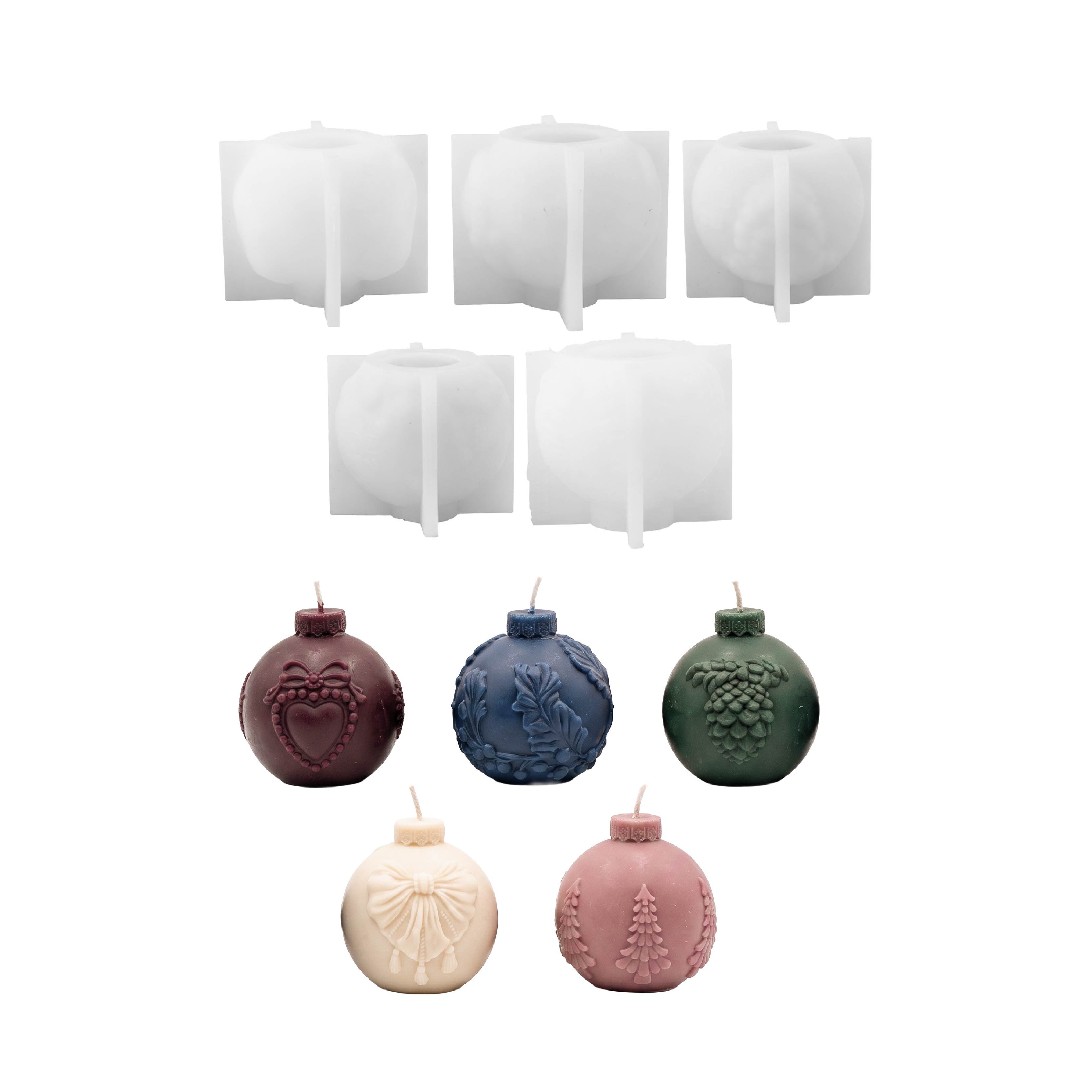 Vintage Pattern Christmas Bauble Ornament Candle Silicone Mold Collection
