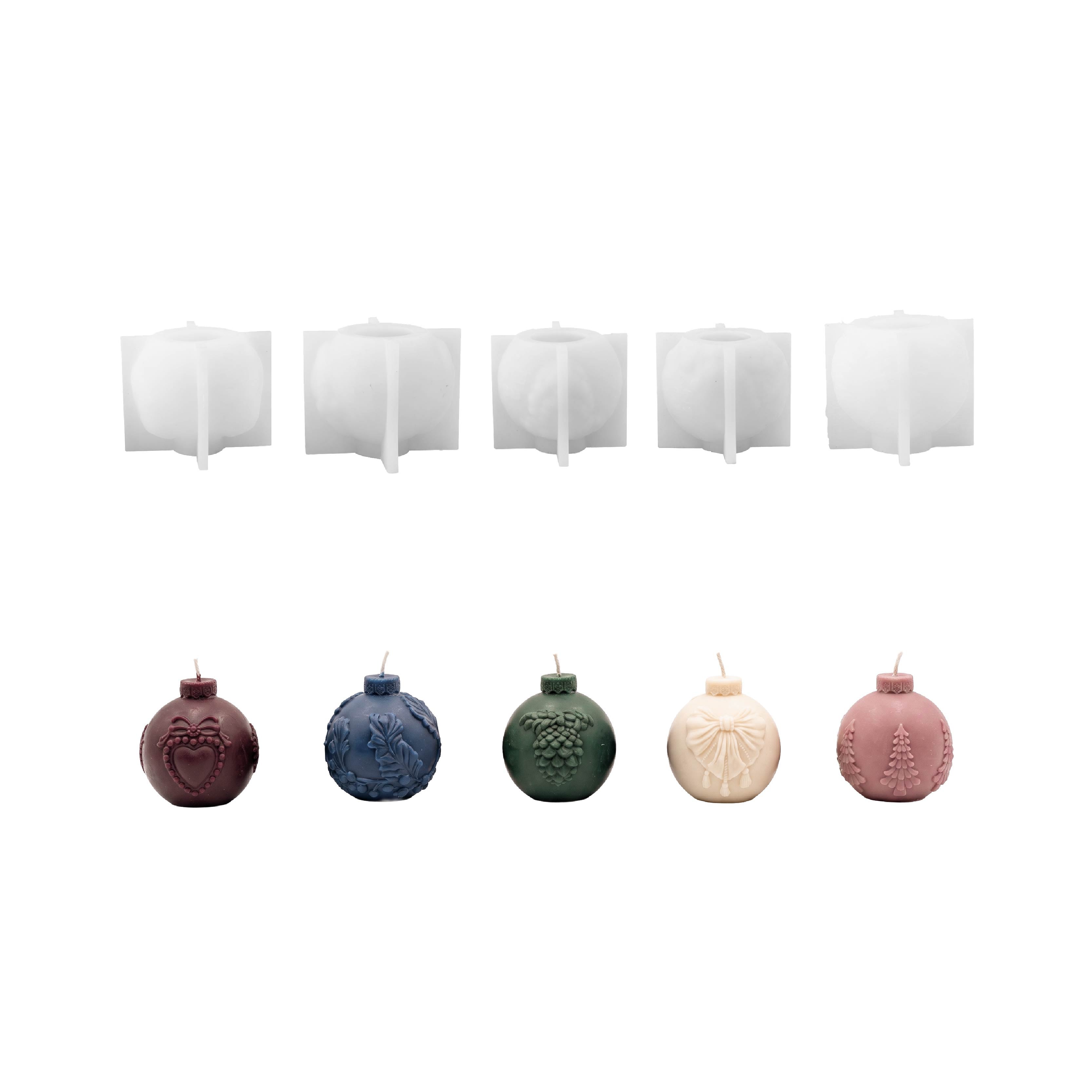 Vintage Pattern Christmas Bauble Ornament Candle Silicone Mold Collection