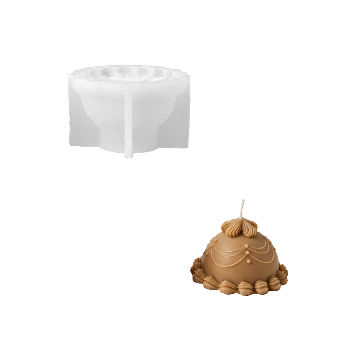 Cake No. 2 – Dome Cake silicone mold and finished candle