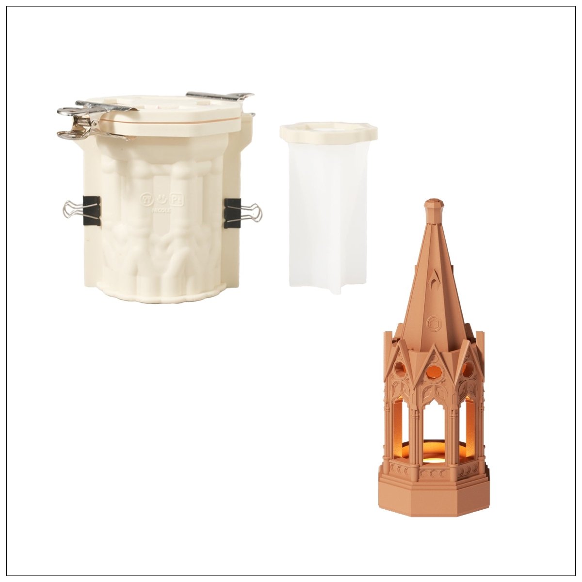 Gothic Revival Architecture Dimmable Rechargeable Table Lamp Silicone Mold and AccessoriesLamp MoldSH1091-1-2