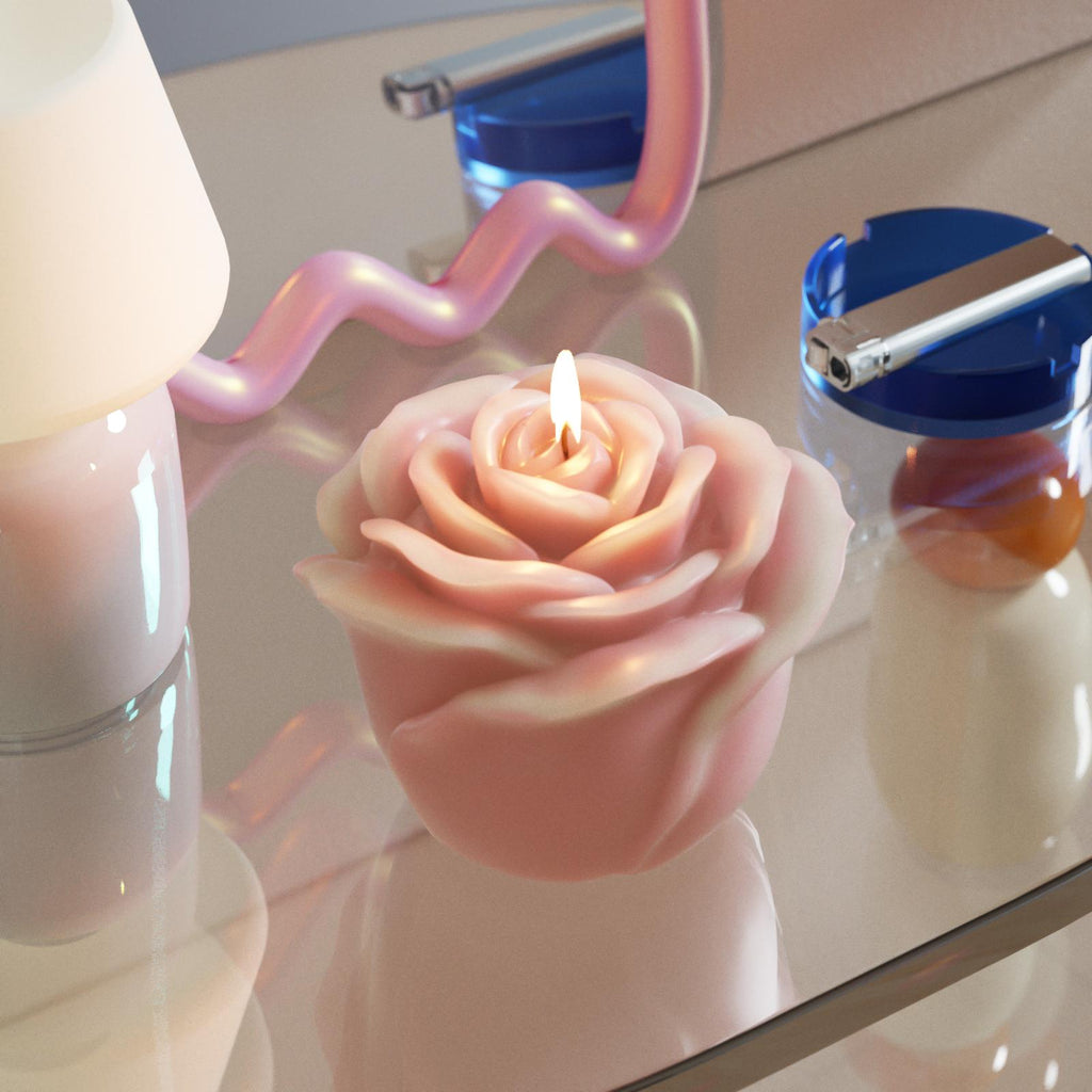 Handmade pink-white gradient candle – adds warmth and cozy ambiance when lit - Boowan Nicole