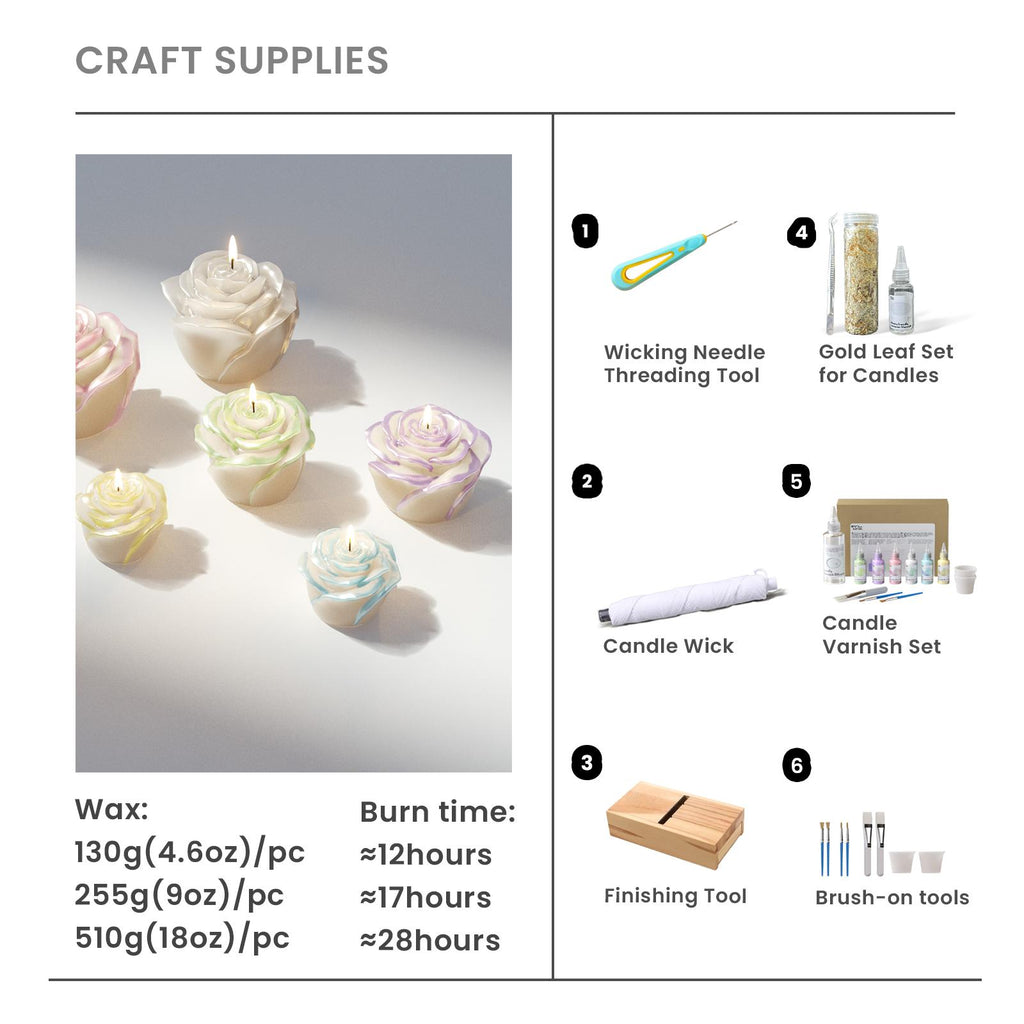 Craft Supplies ：Candle Varnish Set & Finishing Tool & Brush - on Tools & Candle Wick & Gold Leaf Set for Candles & Wicking Needle Threading Tool