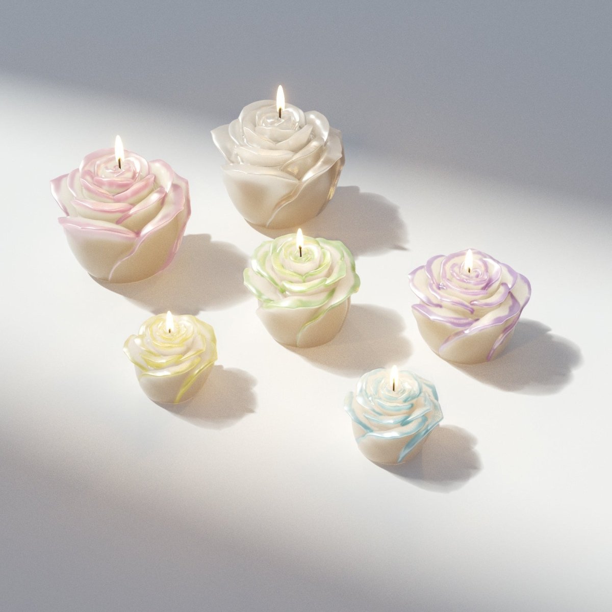 Rose candles with hand-painted gradient varnish, unique colorful decorative candles - Boowan Nicole
