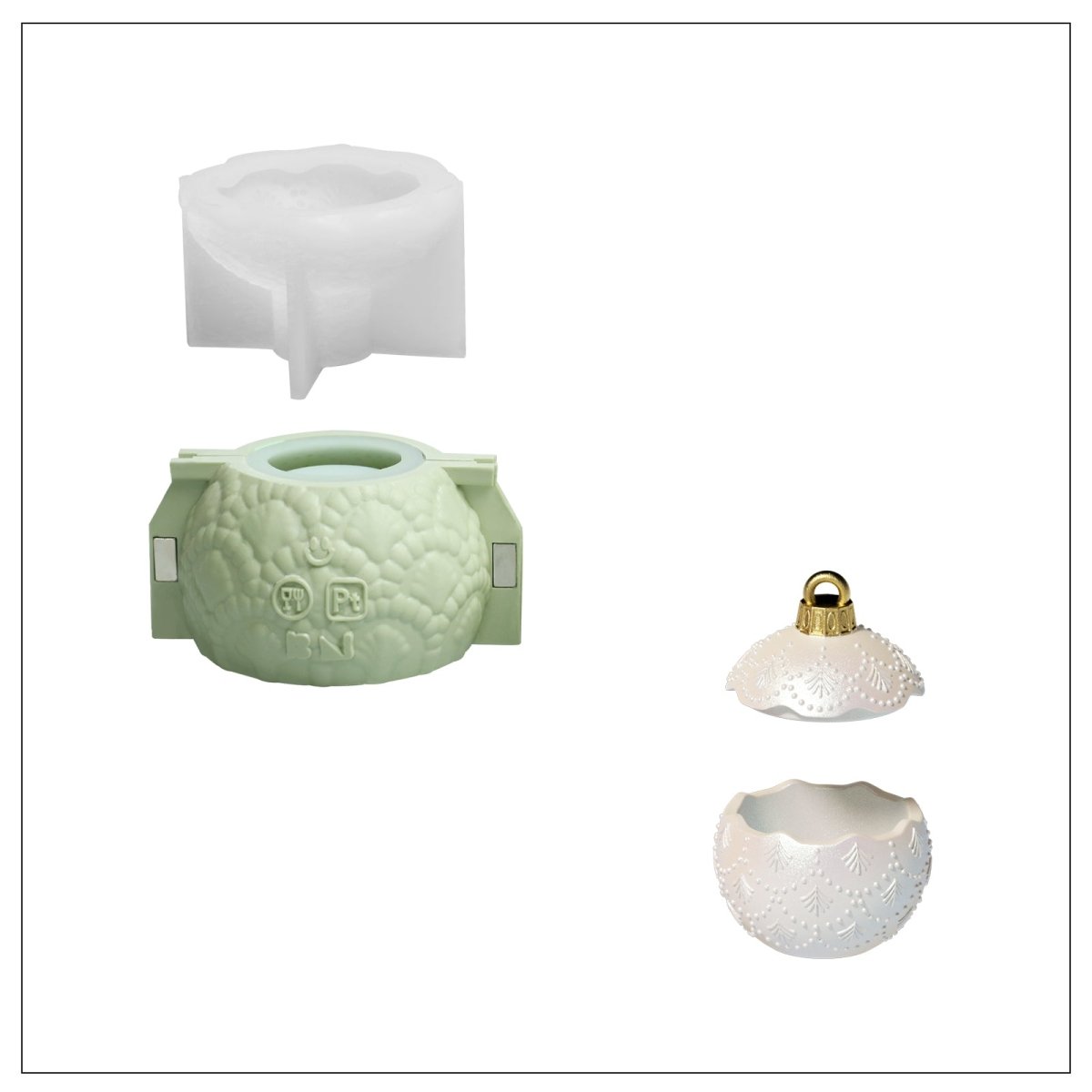 7oz Christmas Twinkle Bauble Candle Jar & Candle Refill Silicone Mold CollectionCandle Jar MoldSH1264-1-2