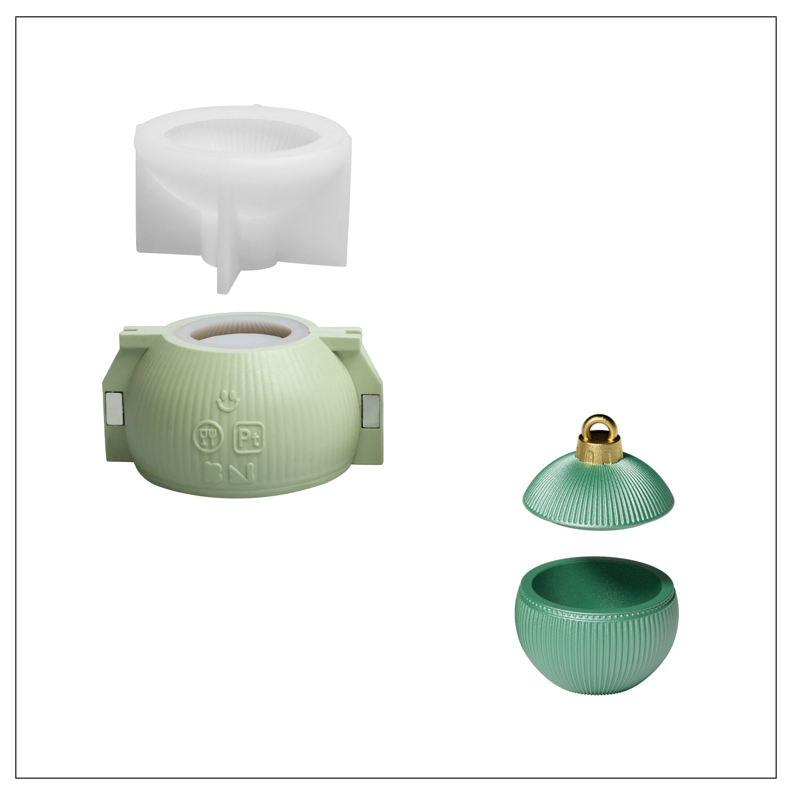 7oz Christmas Twinkle Bauble Candle Jar & Candle Refill Silicone Mold Collection