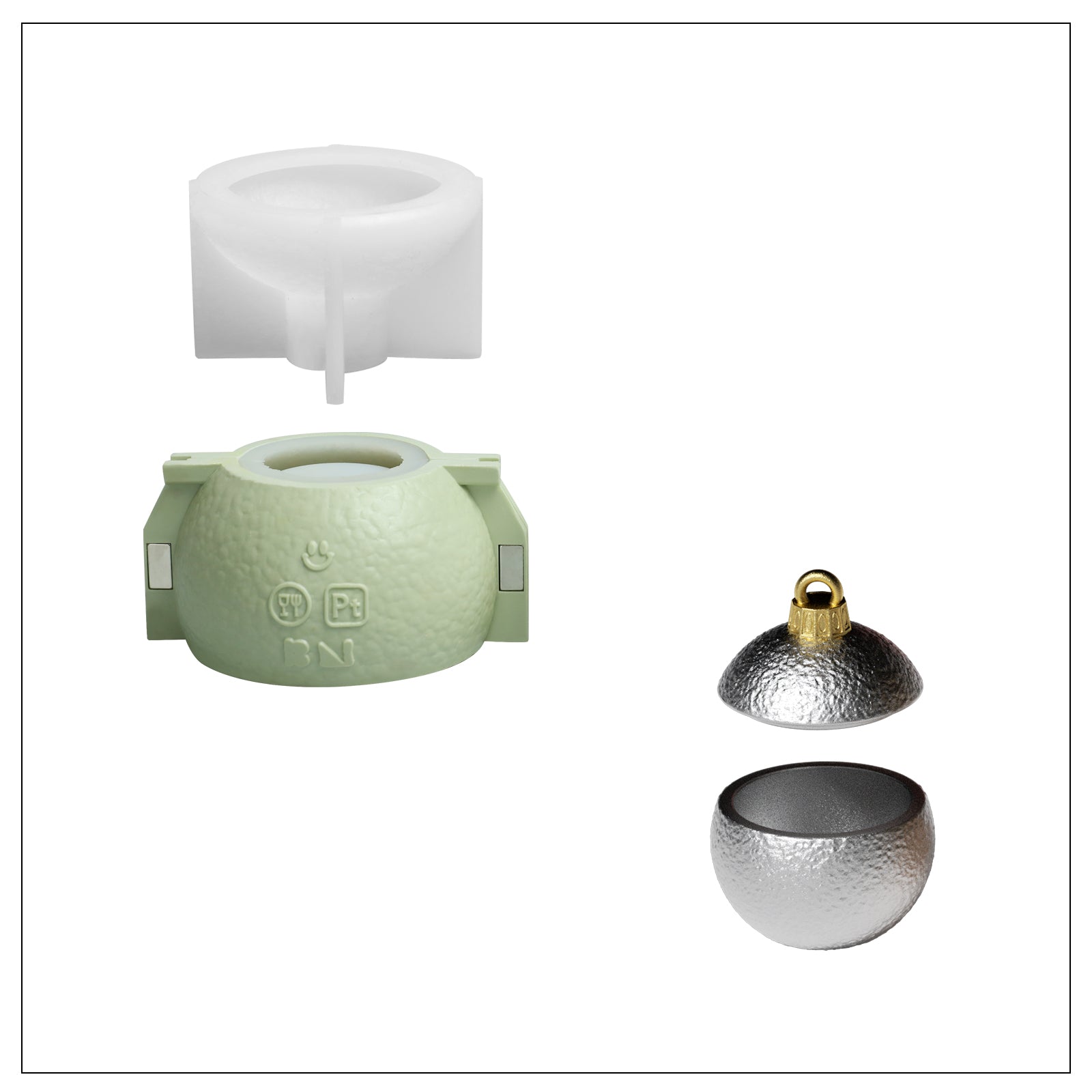 7oz Christmas Twinkle Bauble Candle Jar & Candle Refill Silicone Mold Collection