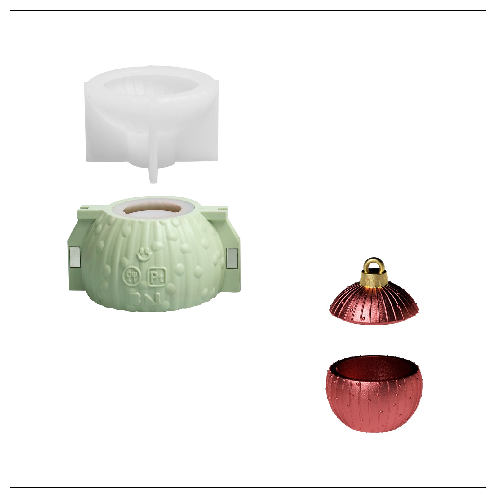 7oz Christmas Twinkle Bauble Candle Jar & Candle Refill Silicone Mold Collection