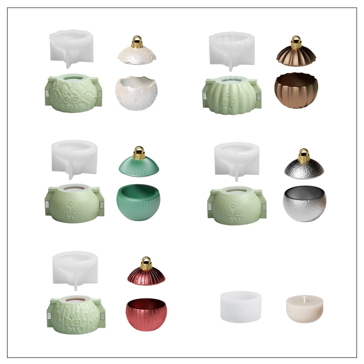 7oz Christmas Twinkle Bauble Candle Jar & Candle Refill Silicone Mold CollectionCandle Jar MoldSH1264-1-2+SH1265-1-2+SH1266-1-2+SH1267-1-2+SH1268-1-2+LZ0903