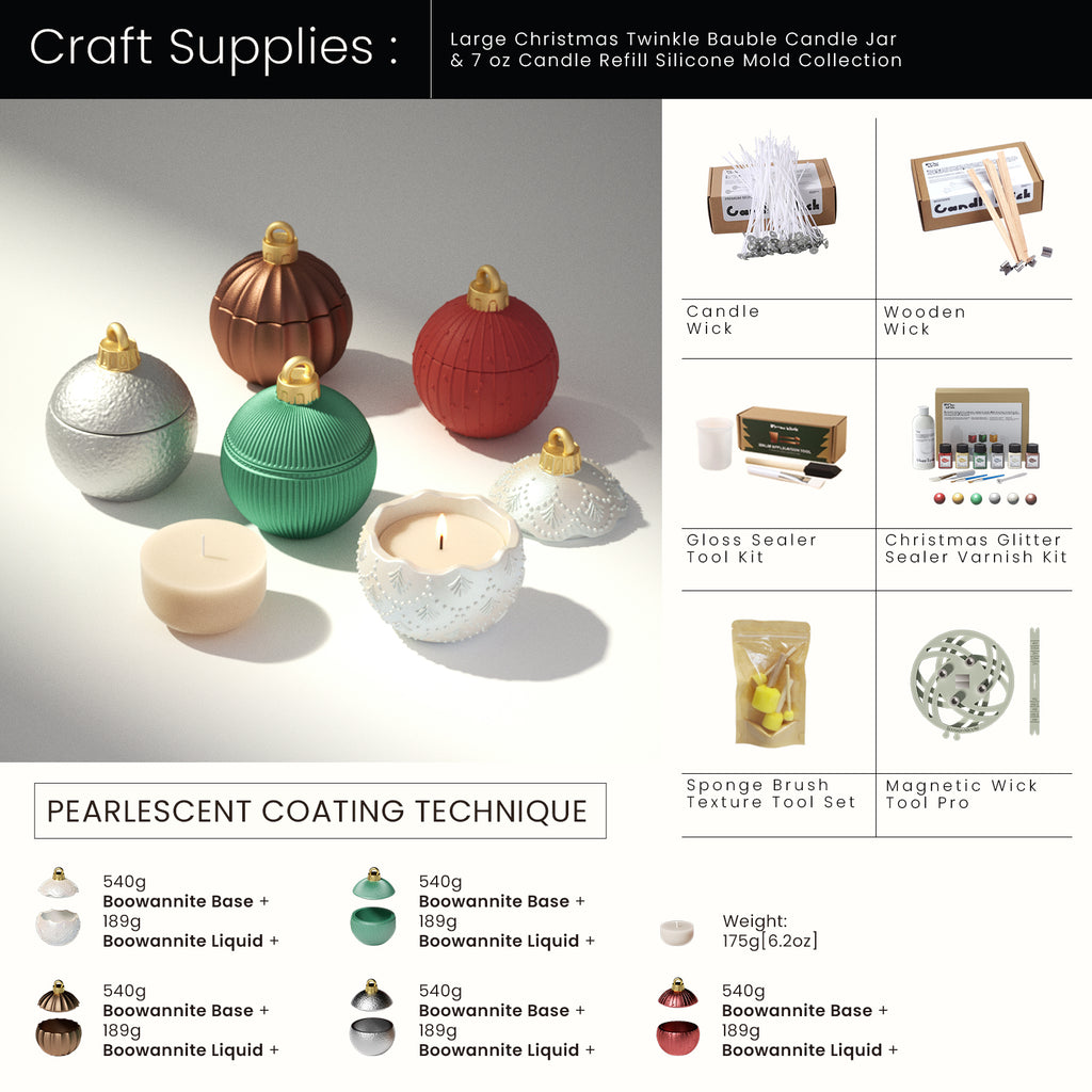 Craft Supplies : Candle Wick & Wooden Wick & Christmas Glitter Sealer Varnish Kit & Gloss Sealer Tool Kit & Sponge Brush Texture Tool Set & Magnetic Wick Tool Pro