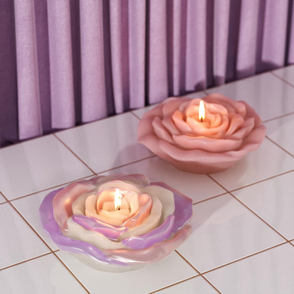 Handmade pink-purple gradient candle – adds warmth and cozy ambiance when lit - Boowan Nicole