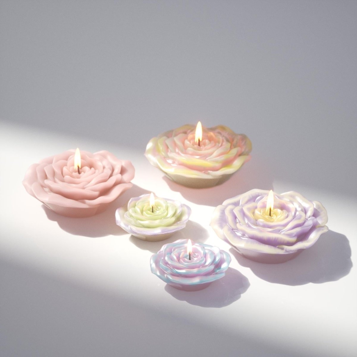 Rose candles with hand-painted gradient varnish, unique colorful decorative candles - Boowan Nicole