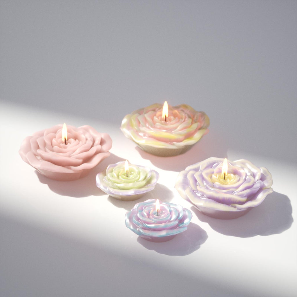 Rose candles with hand-painted gradient varnish, unique colorful decorative candles - Boowan Nicole