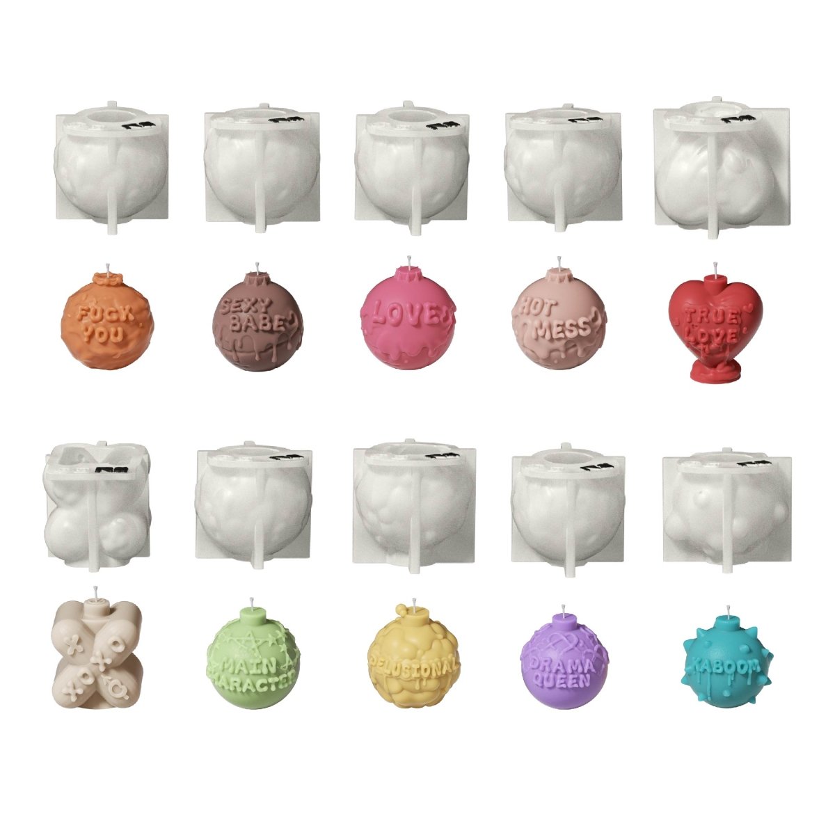Large Boomy Love Candle Silicone Mold Collection3D Candle MoldLZ10(43-52)