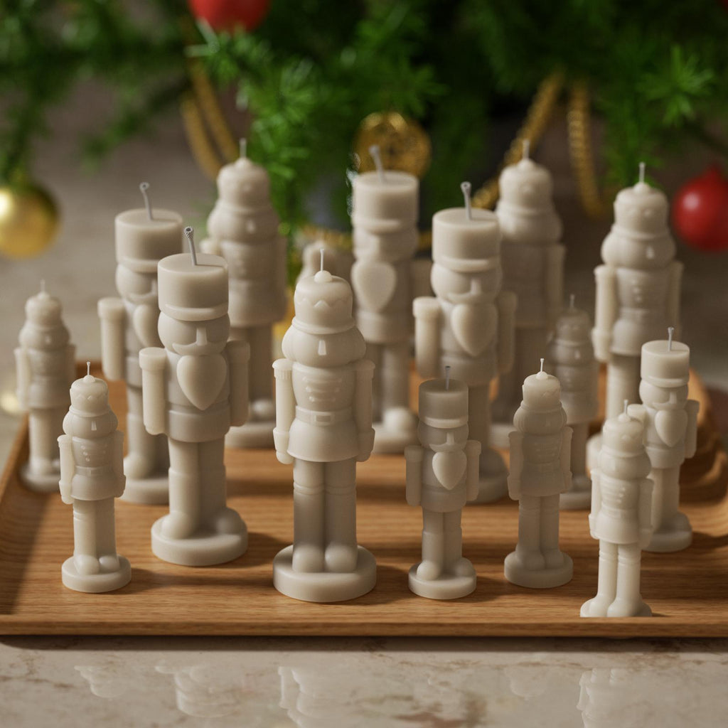 Batch-made white nutcracker candles—perfect for holiday gifting, seasonal displays, or small business production - Boowan Nicole