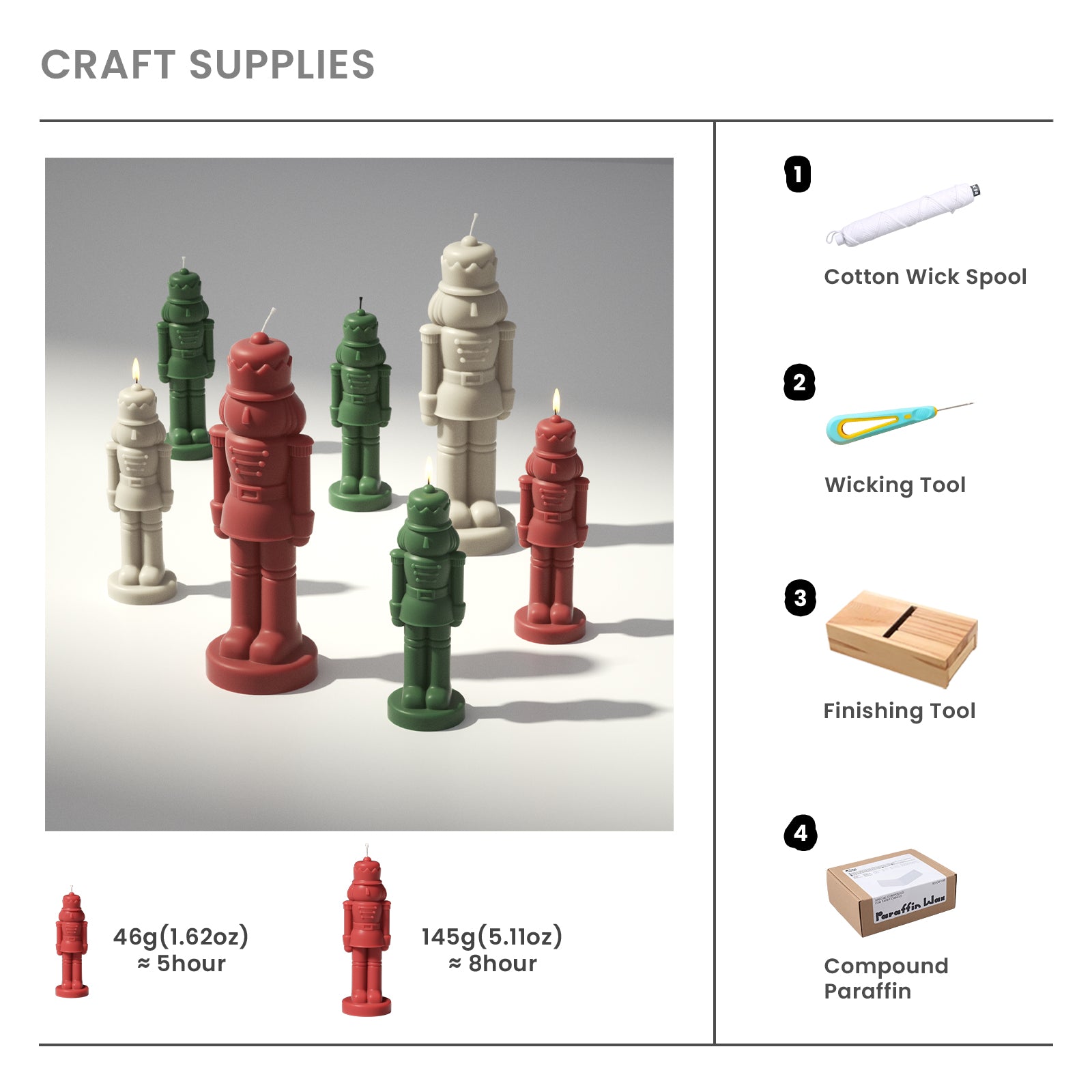 Craft Supplies : Cotton Wick Spool & Wicking Tool & Finishing Tool & Compound Paraffin