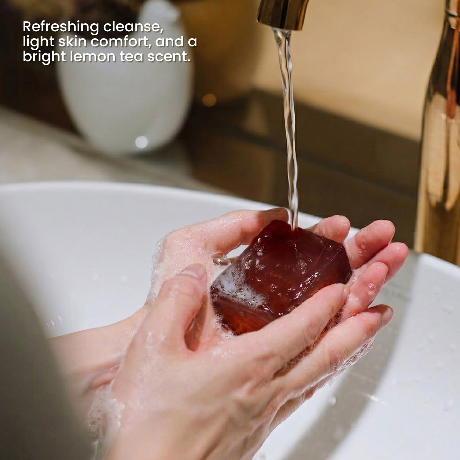 Using Lemon Tea Soap Bar with Rich Foam - Refreshing Cleansing Experience - Boowan Nicole