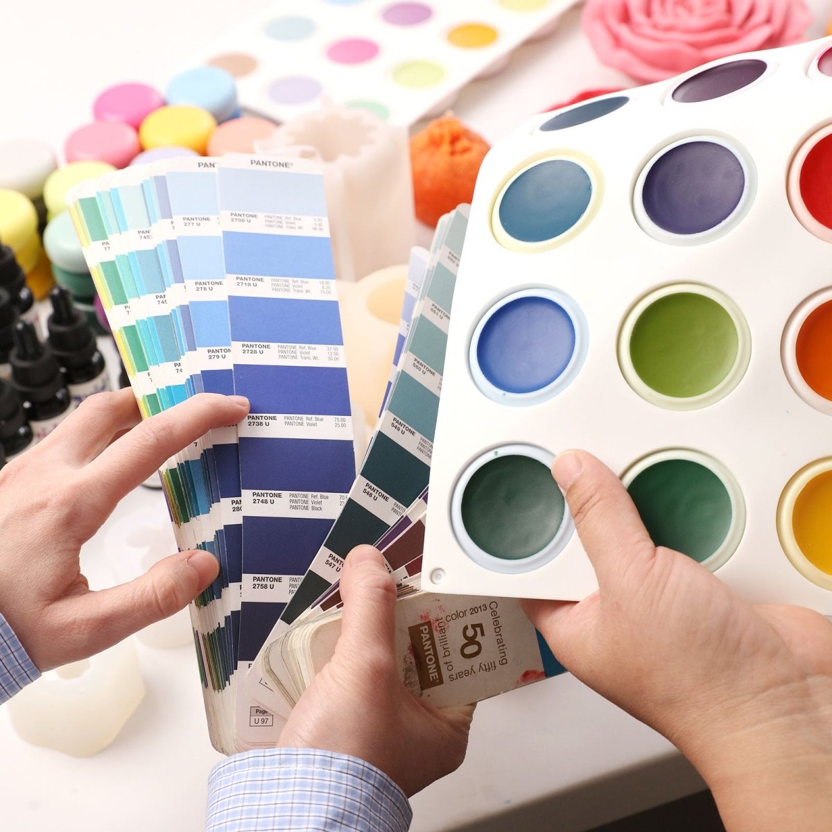 Professional candle color matching with Pantone wire and concentrated liquid dyes to ensure accurate - Boowan Nicole