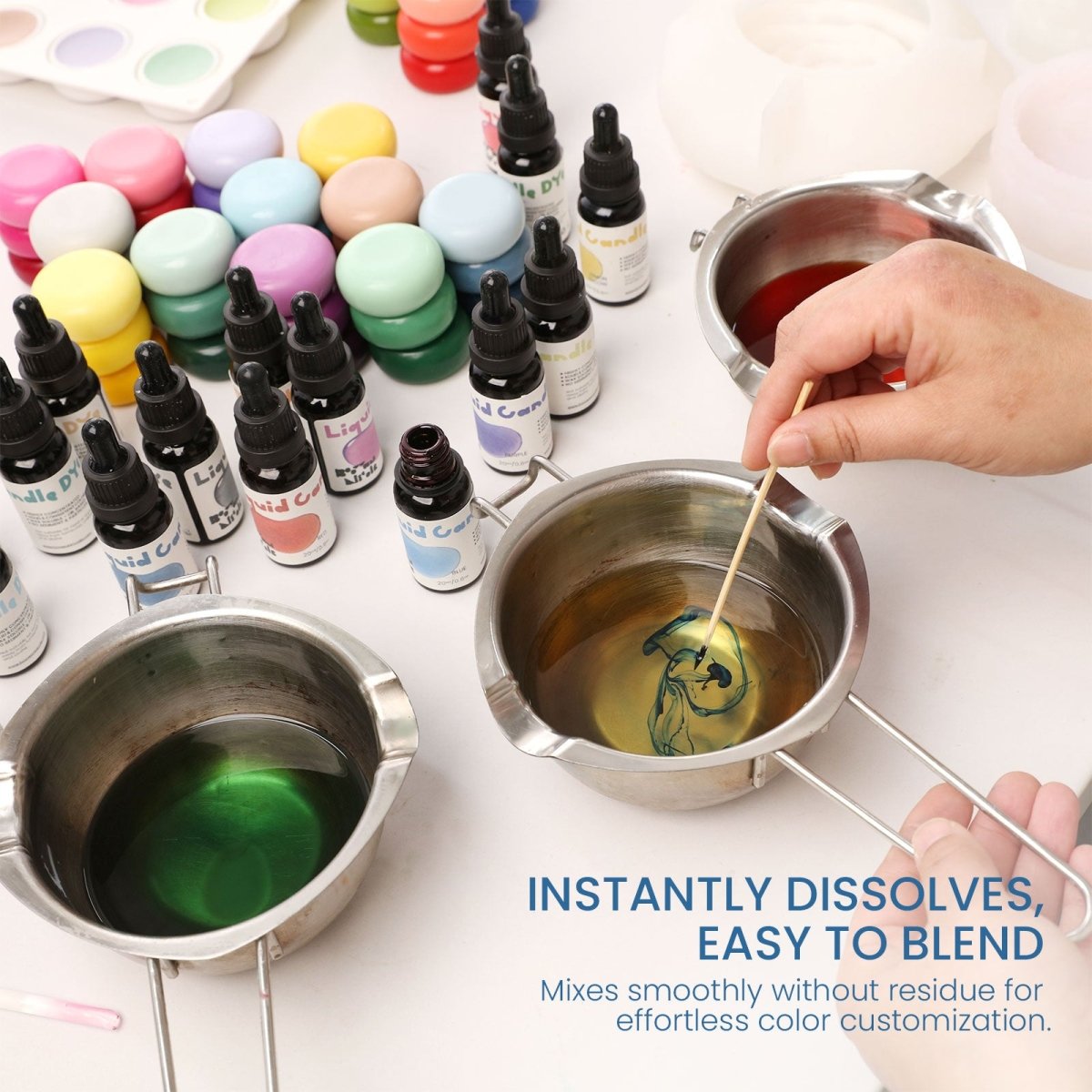 INSTANTLY DISSOLVES,Easy to blend:Mixes smoothly without residue for effortless color customization.