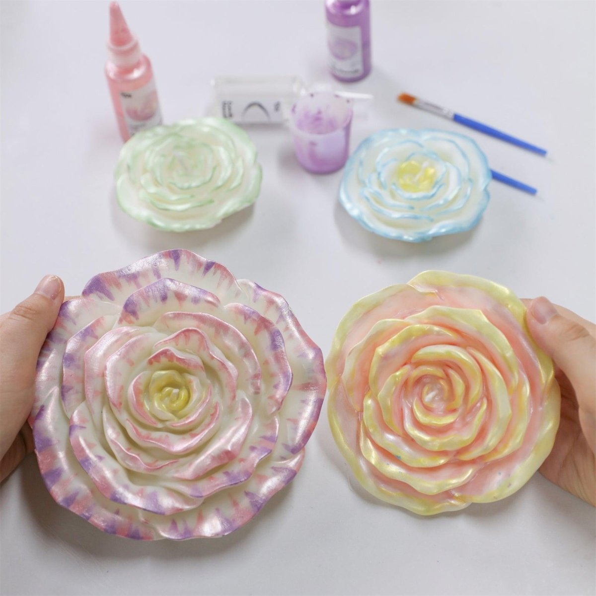Handmade gradient rose flower candle – unique decorative artisan design - Boowan Nicole