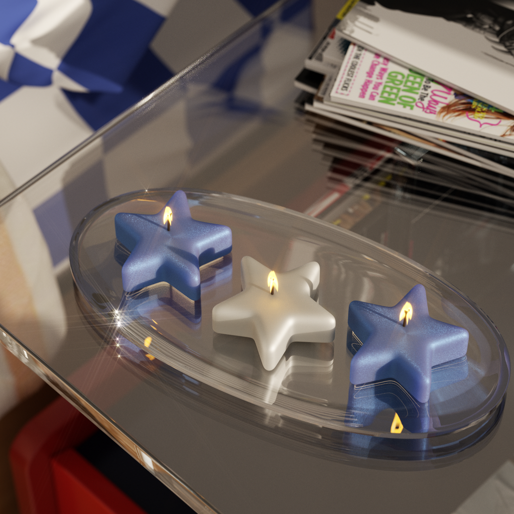 Star-Shaped Candles in Blue and White for Elegant Home Decor-Boowan Nicole