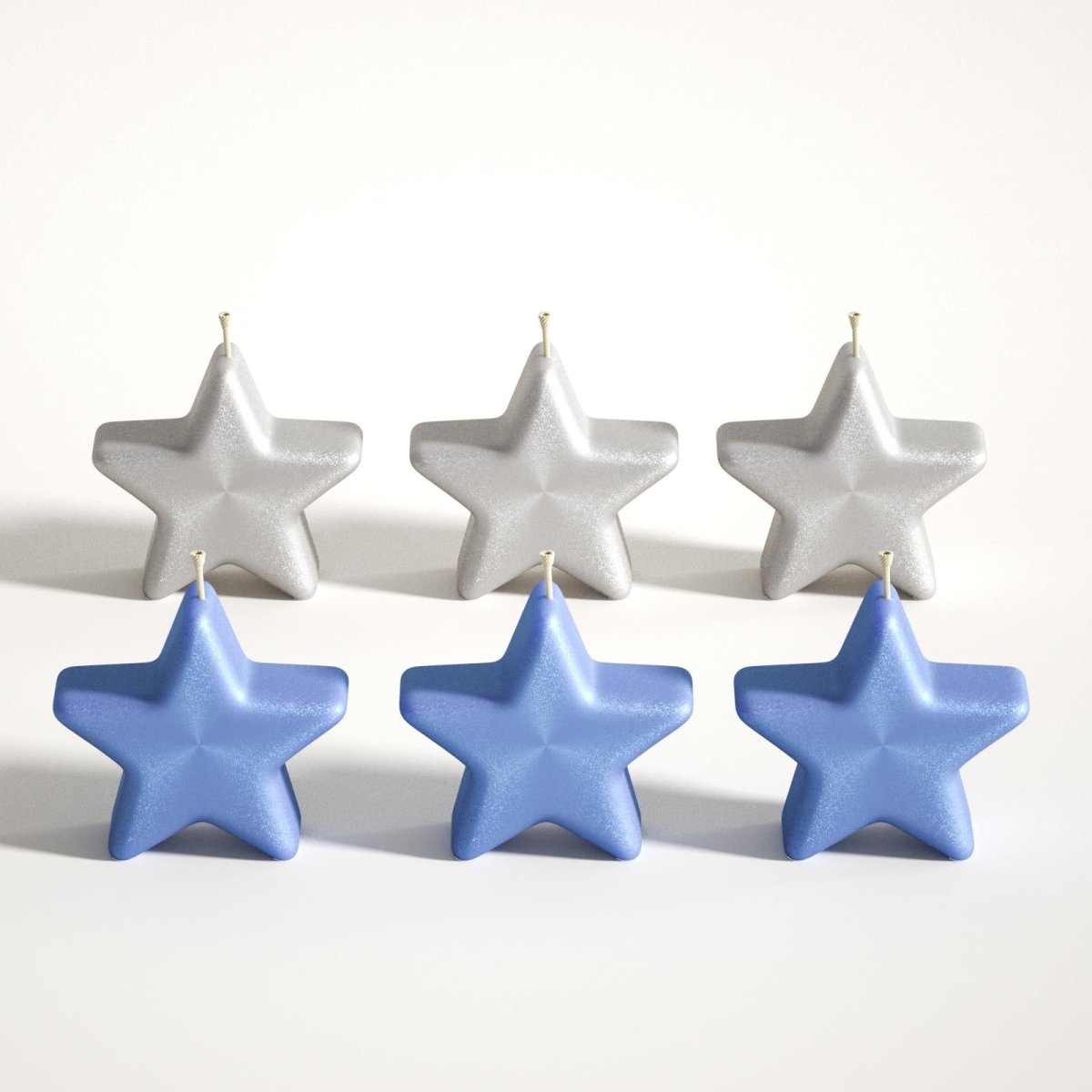 Handcrafted shining gold and blue star candles-Boowan Nicole