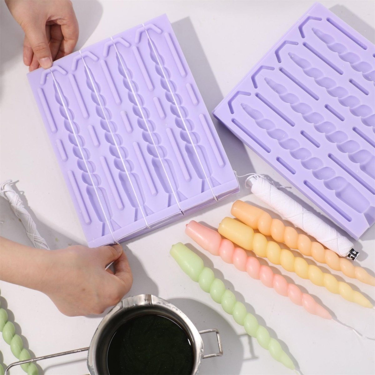 Multi - Cavity Twisted Taper Candle Silicone Mold – 4 CavitiesTaper Candle MoldLZ0793