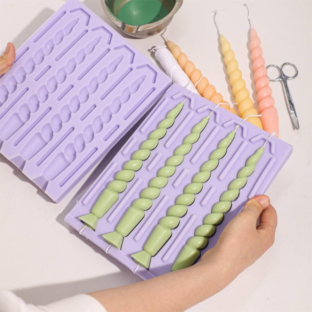 Multi - Cavity Twisted Taper Candle Silicone Mold – 4 CavitiesTaper Candle MoldLZ0793