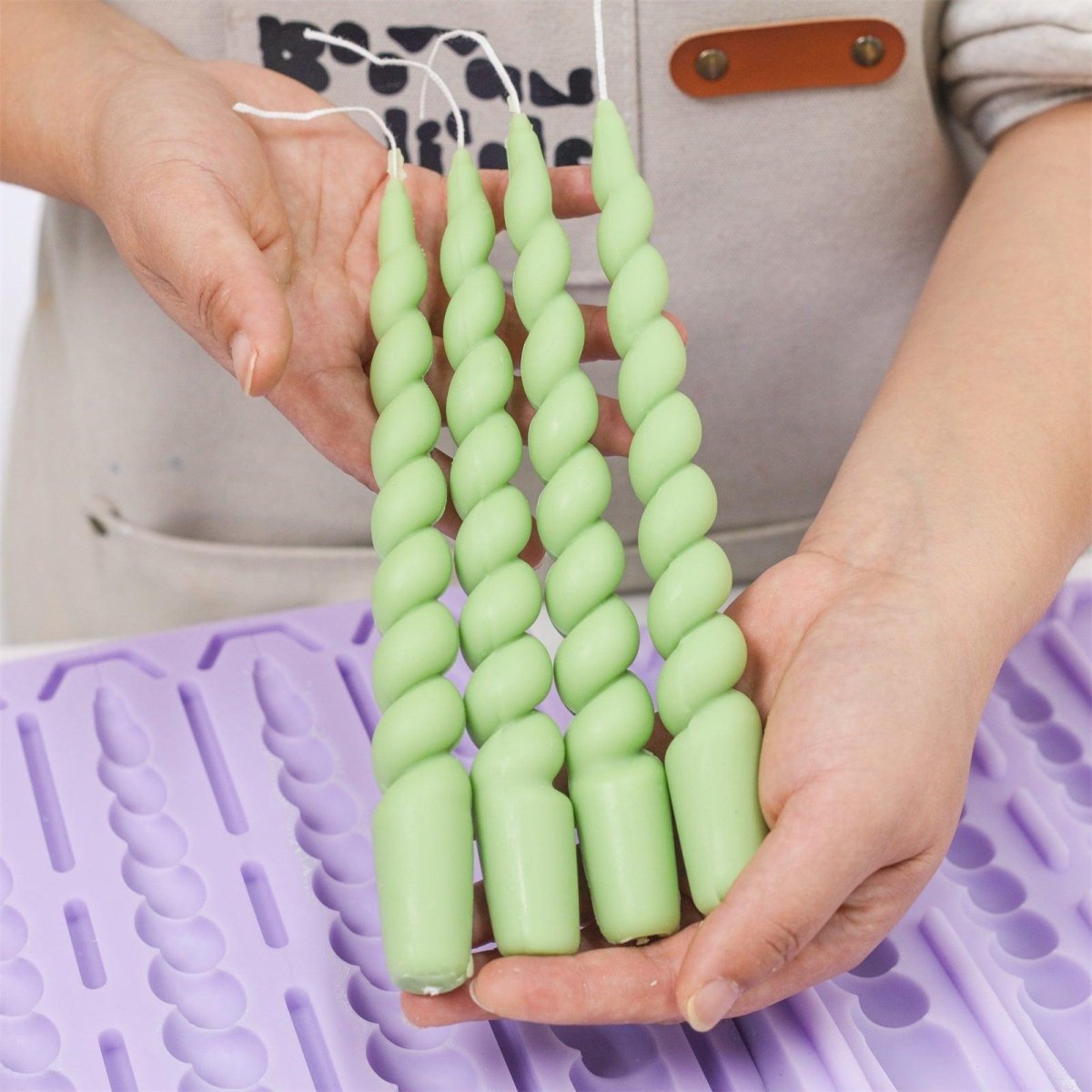 Multi - Cavity Twisted Taper Candle Silicone Mold – 4 CavitiesTaper Candle MoldLZ0793