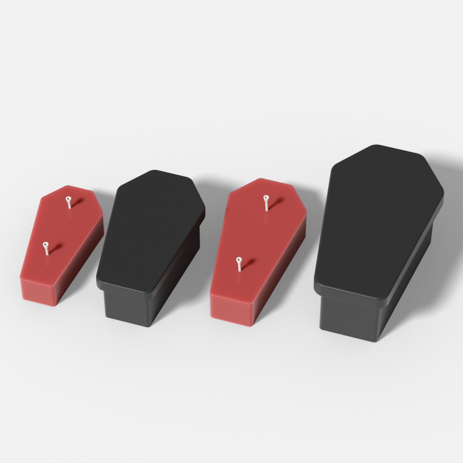 Two black coffin-shaped candle jars in different sizes - Boowan Nicole